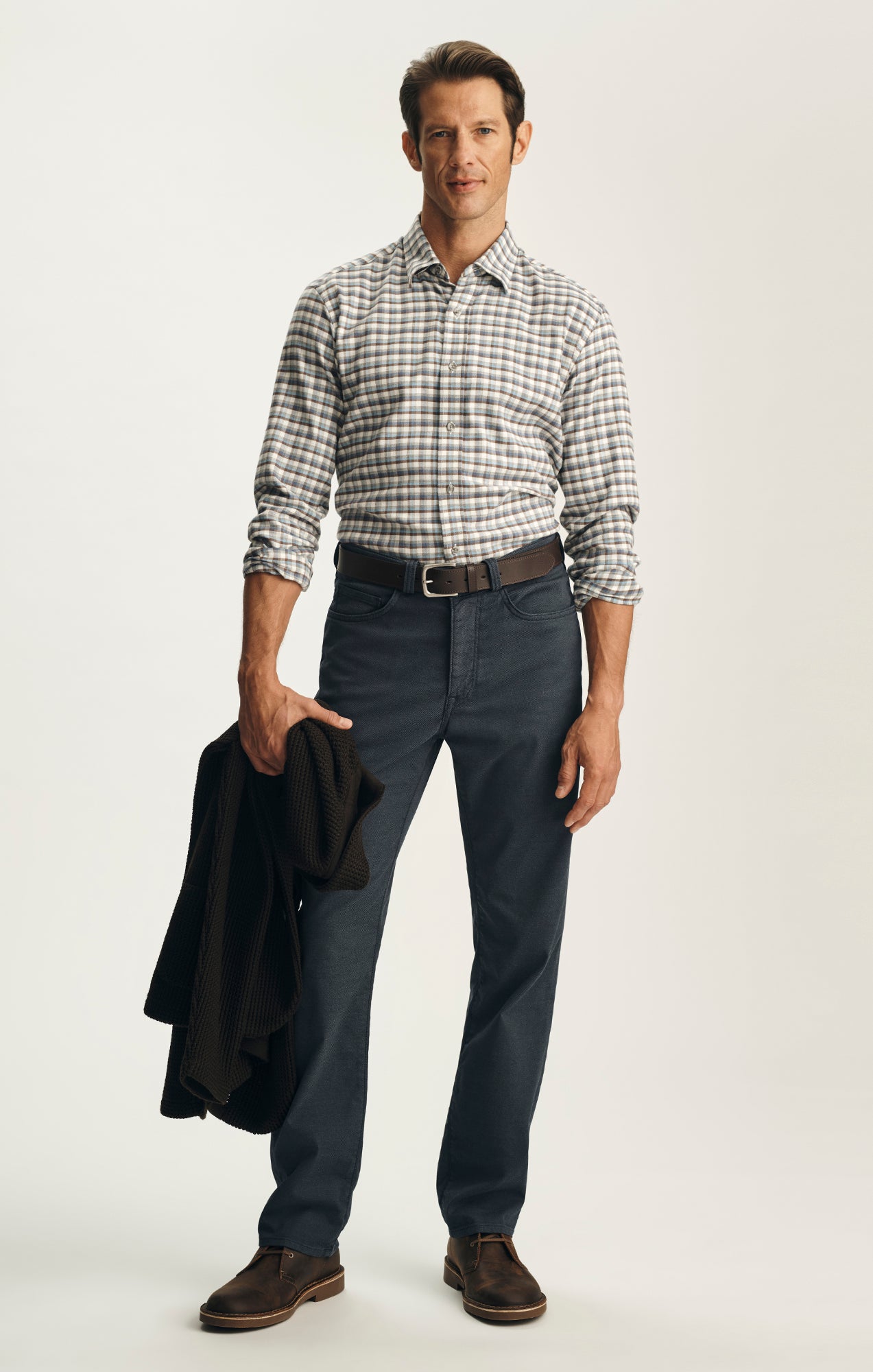 Charisma Relaxed Straight Pants In Navy Coolmax
