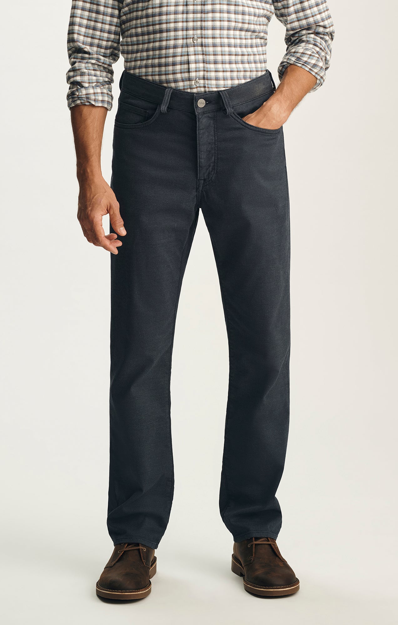 Charisma Relaxed Straight Pants In Navy Coolmax