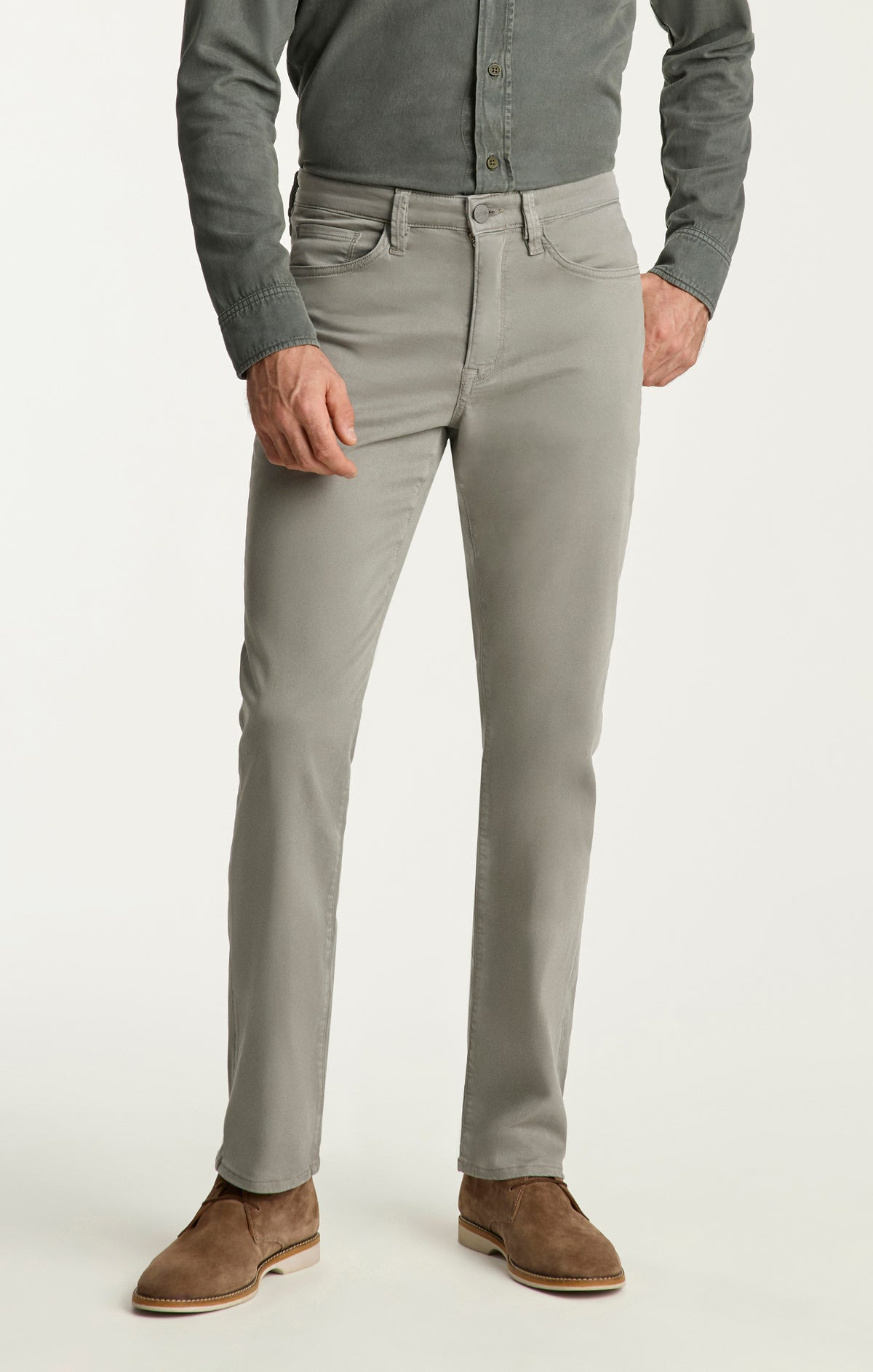 Charisma Relaxed Straight Pants In Pewter Twill