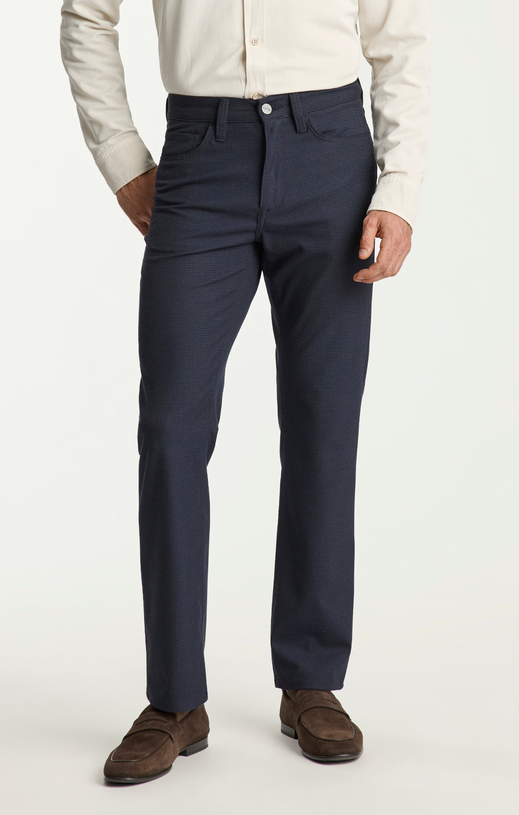 Charisma Relaxed Straight Pants in Dark Navy Supreme Plaid