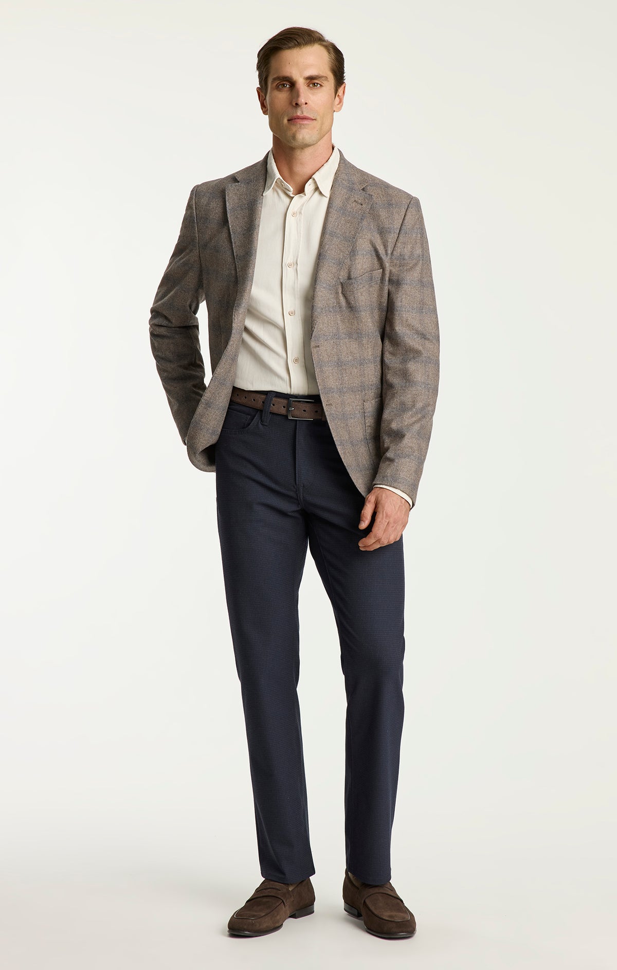 Charisma Relaxed Straight Pants in Dark Navy Supreme Plaid