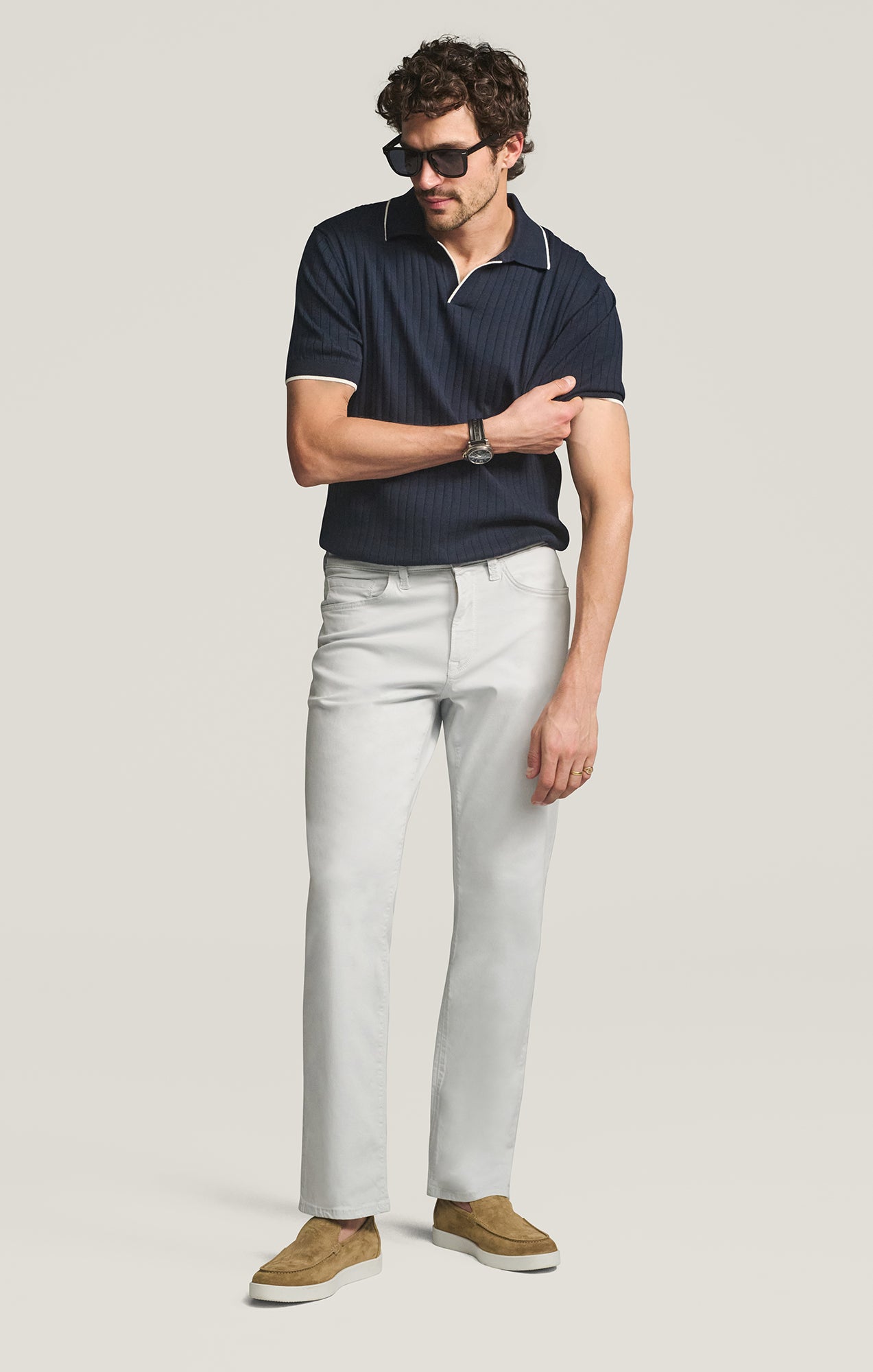 Charisma Relaxed Straight Pants in Stone Twill