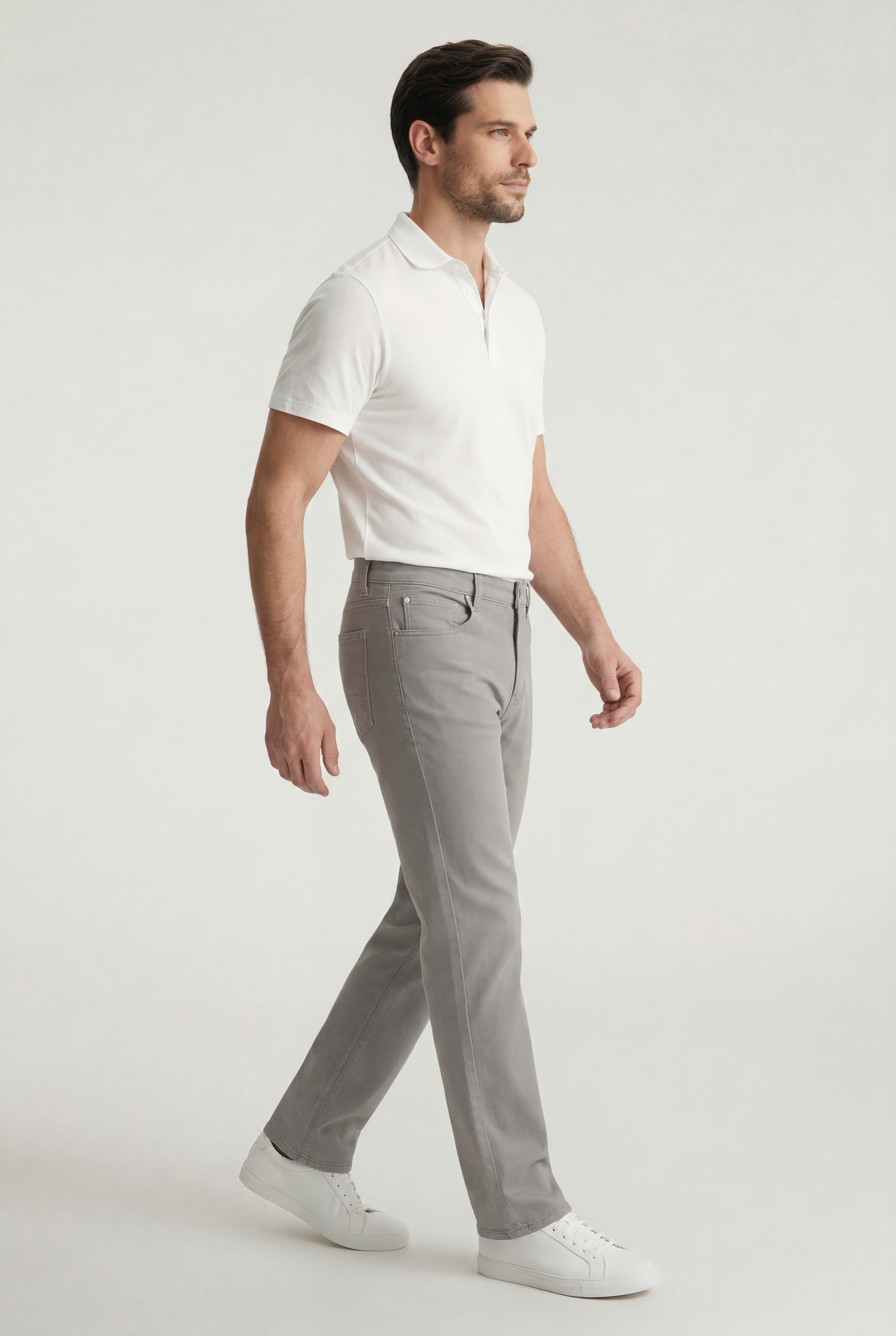 Charisma Relaxed Straight Pants In Pewter Cloud Luxe