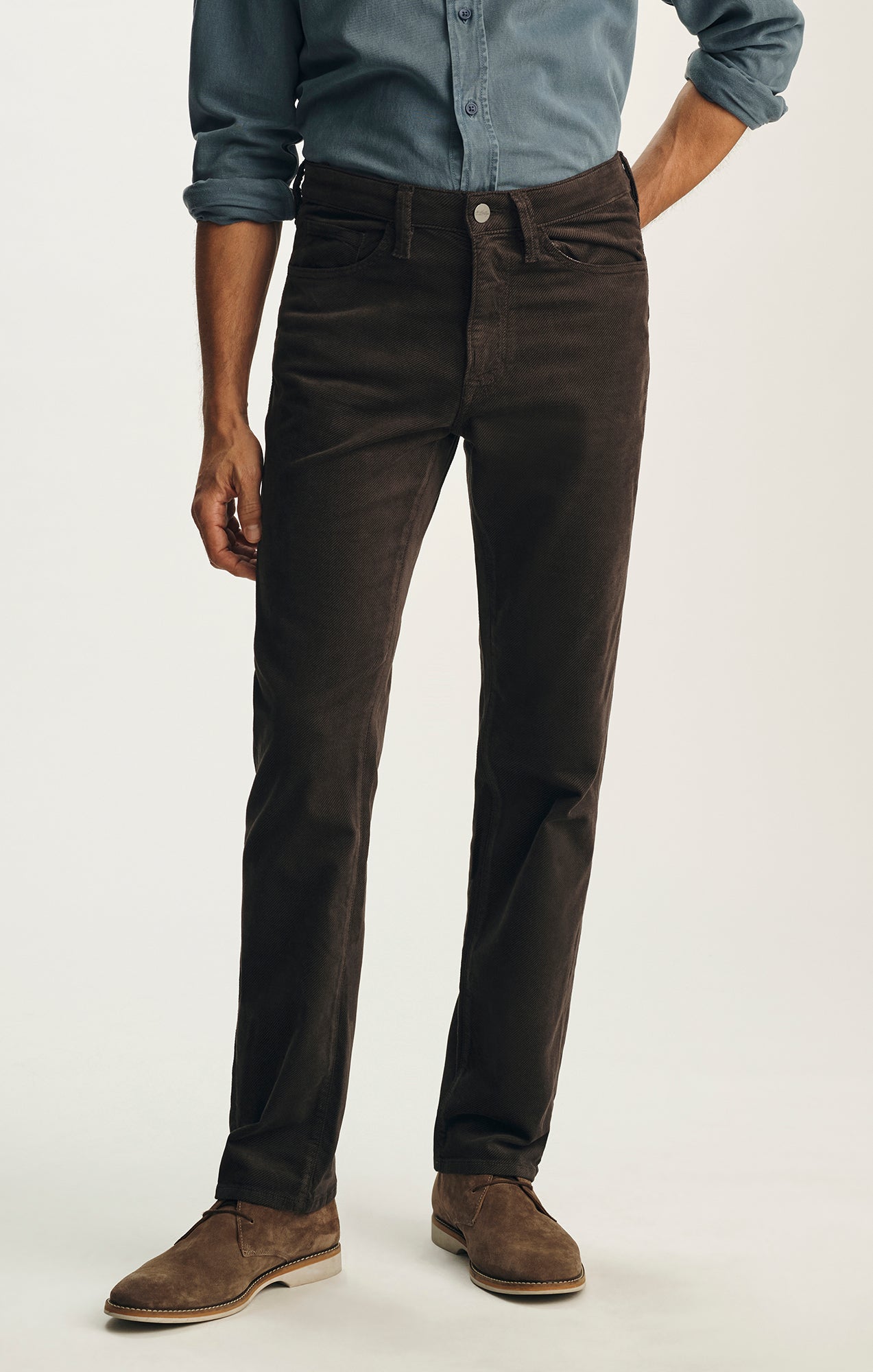 Charisma Relaxed Straight Pants in Brown Diagonal Luxe