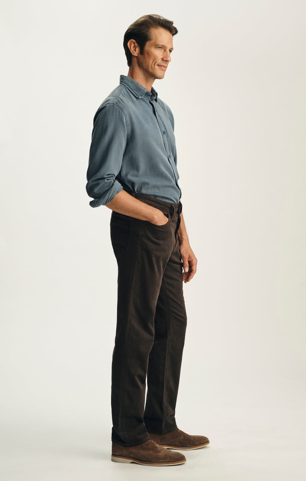 Charisma Relaxed Straight Pants in Brown Diagonal Luxe