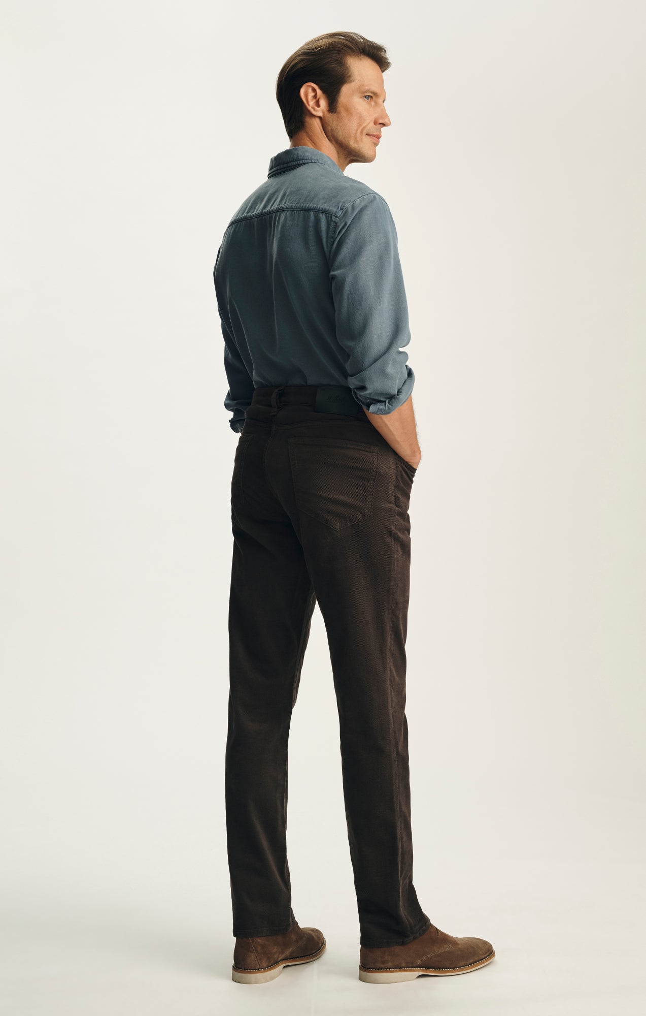 Charisma Relaxed Straight Pants in Brown Diagonal Luxe