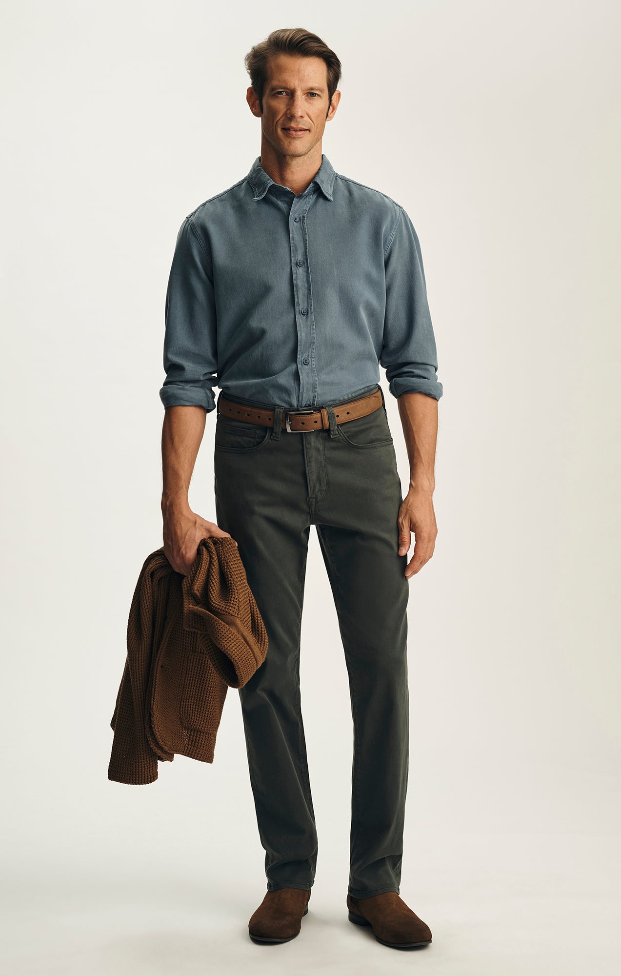 Charisma Relaxed Straight Pants in Deep Teal Twill
