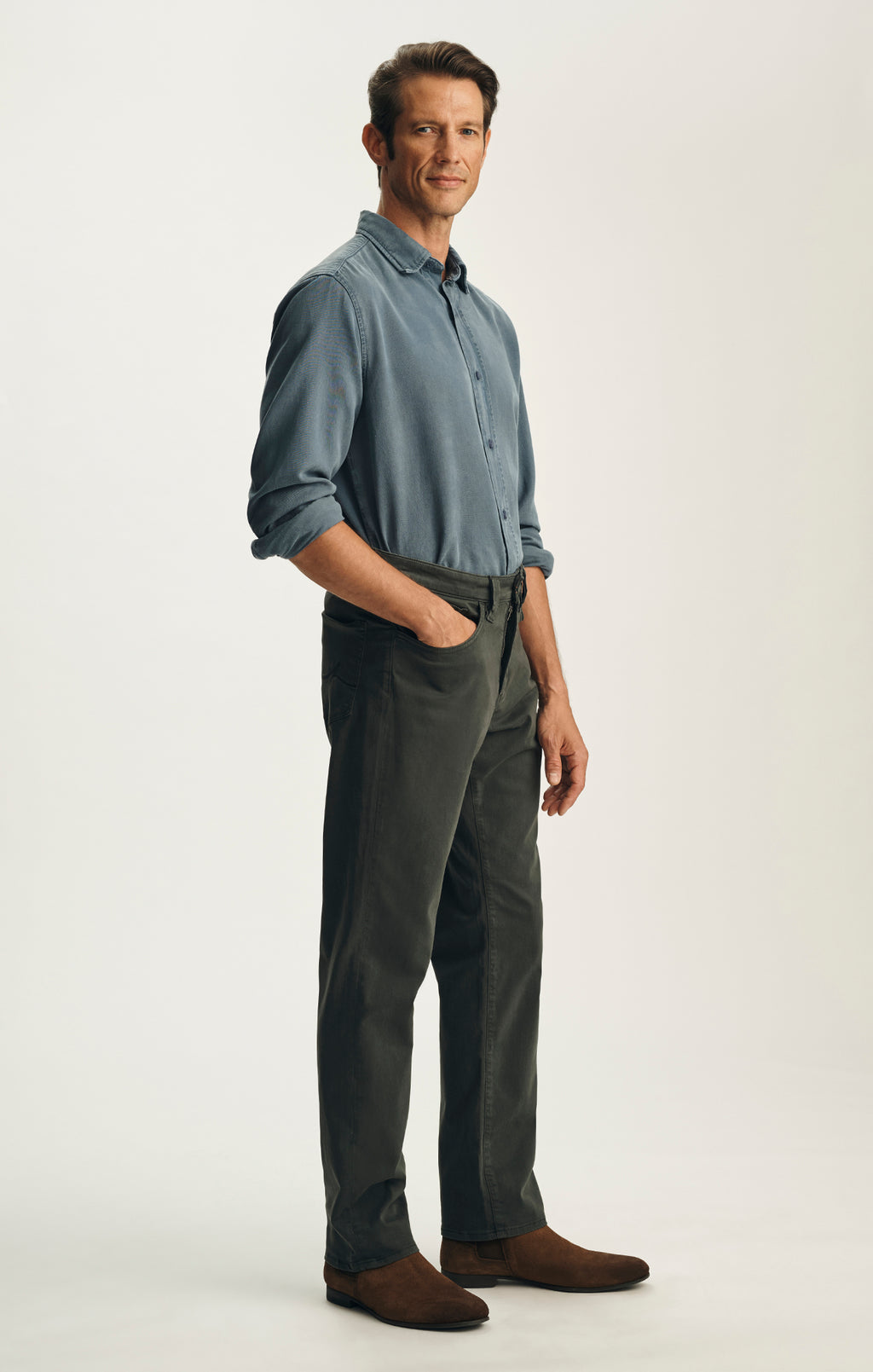 Charisma Relaxed Straight Pants in Deep Teal Twill
