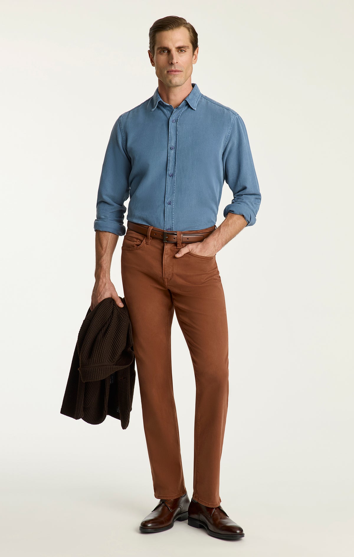 Charisma Relaxed Straight Pants in Terracotta Twill