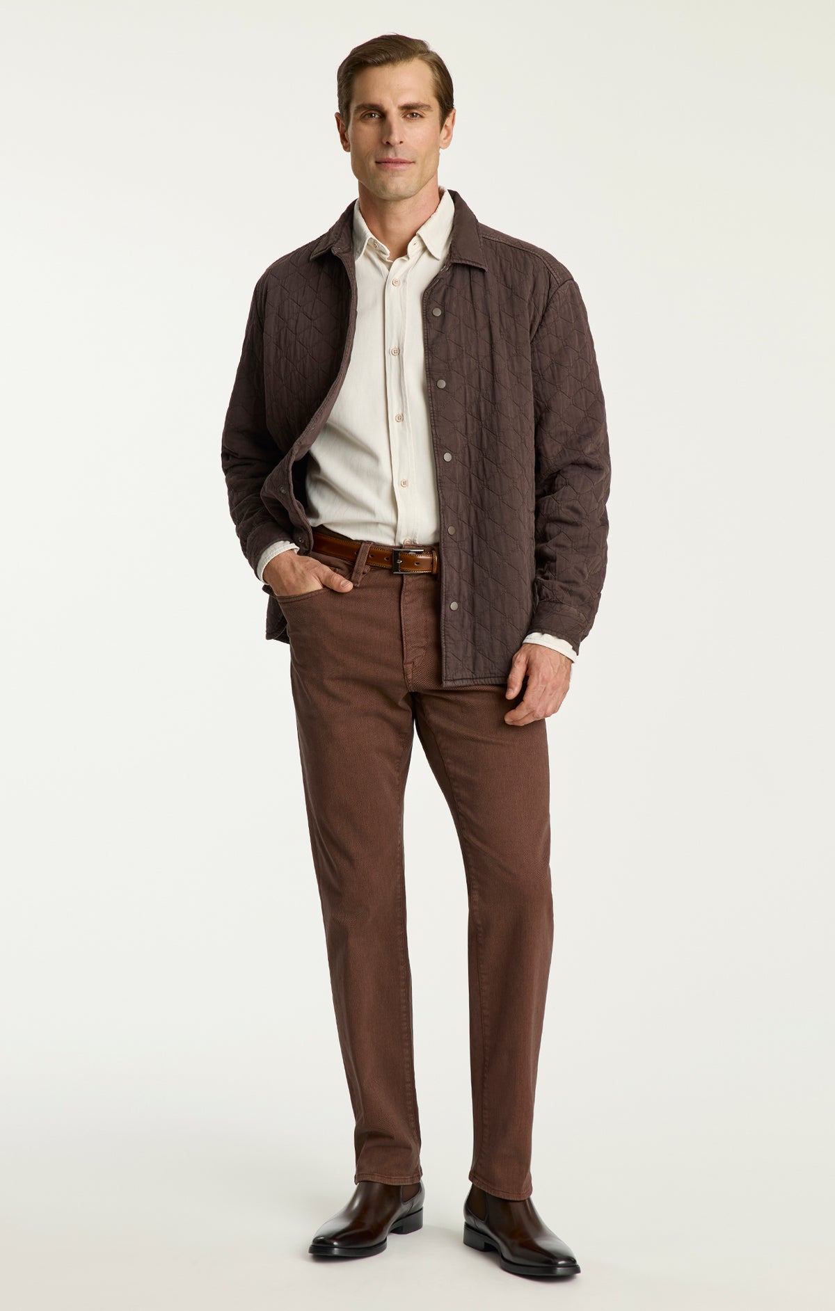 Charisma Relaxed Straight Pants in Pecan Diagonal