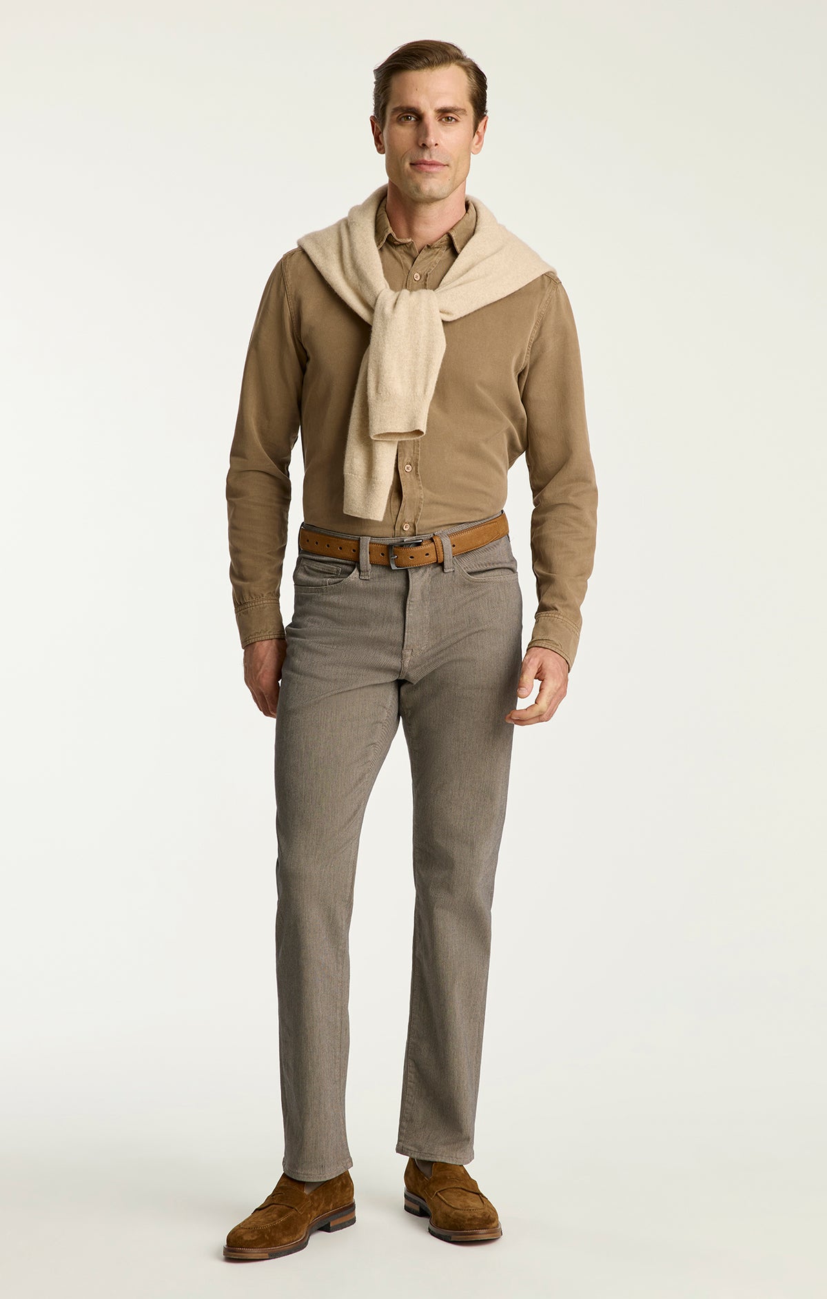 Charisma Relaxed Straight Pants in Almond Diagonal