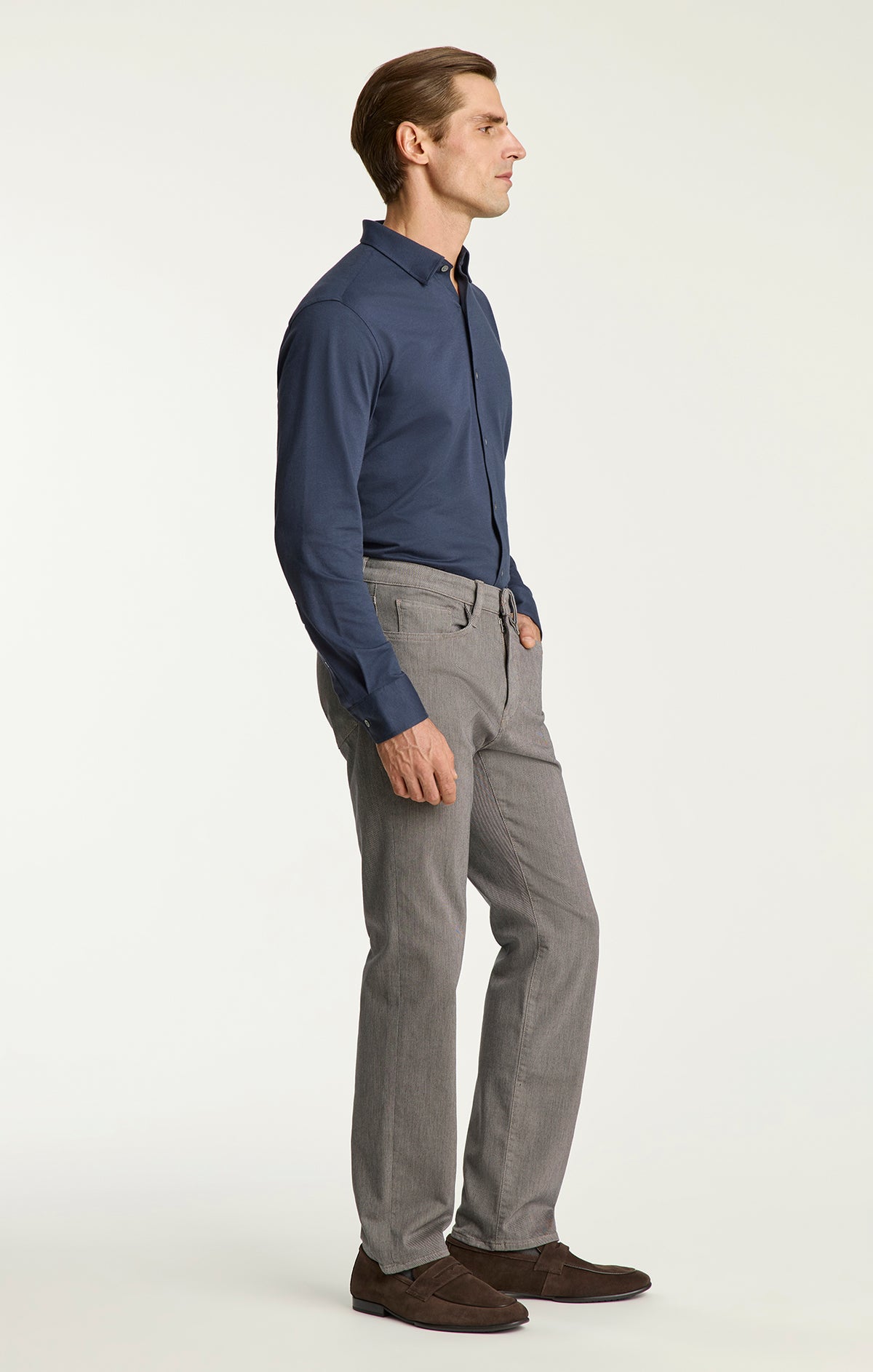 Charisma Relaxed Straight Pants in Stone Diagonal