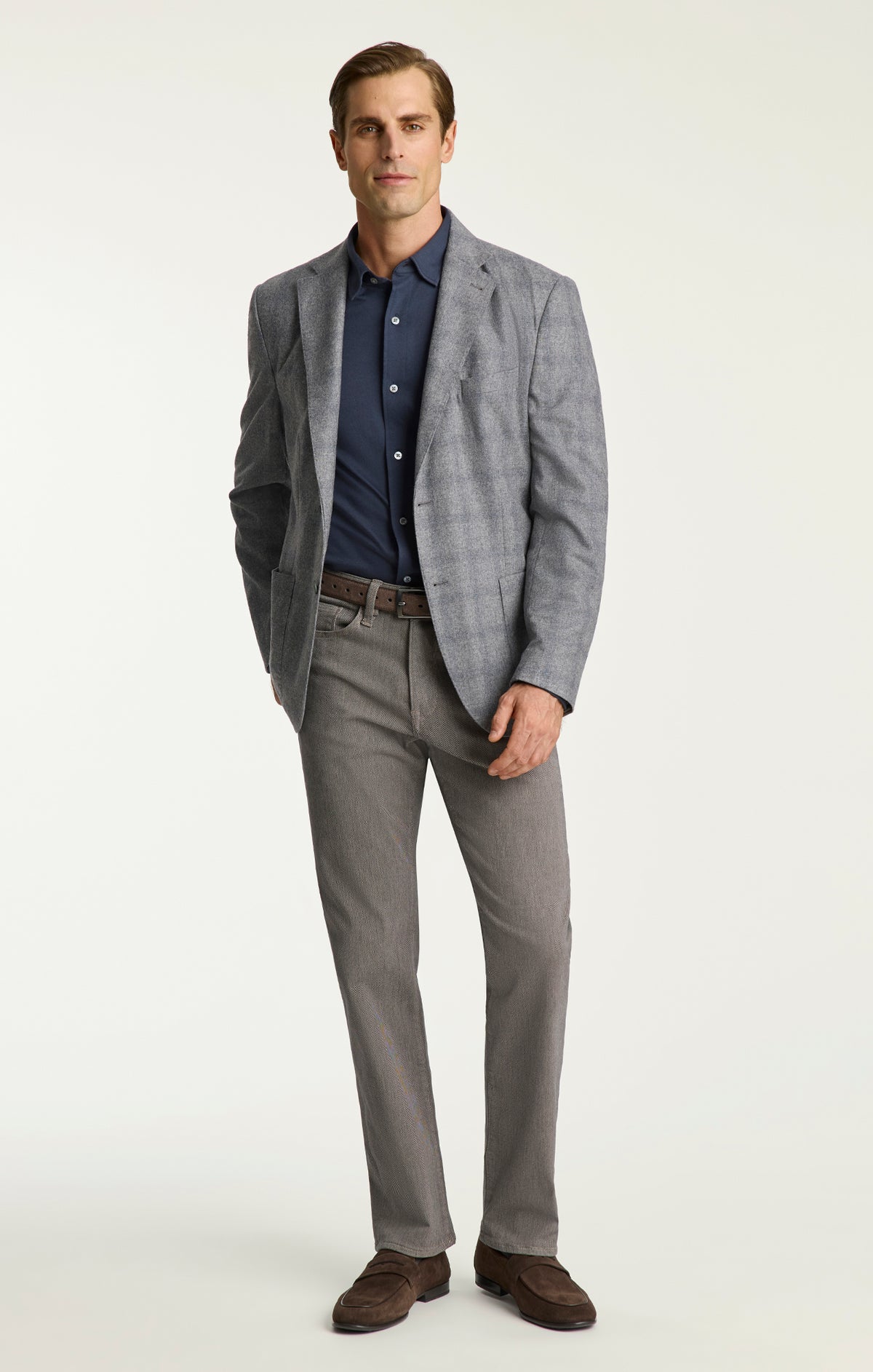 Charisma Relaxed Straight Pants in Stone Diagonal
