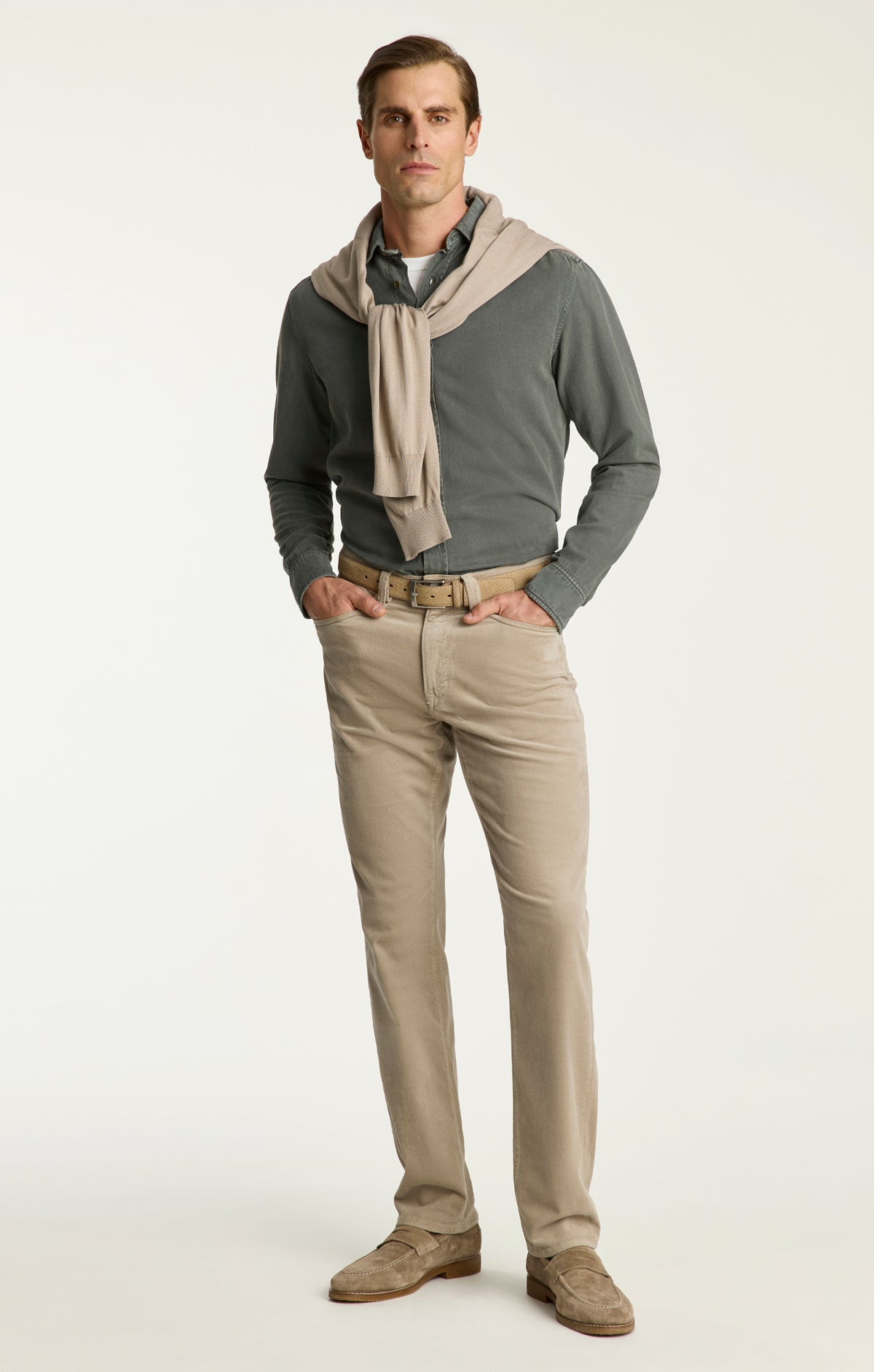 Charisma Relaxed Straight Pants in Rock Diagonal Luxe