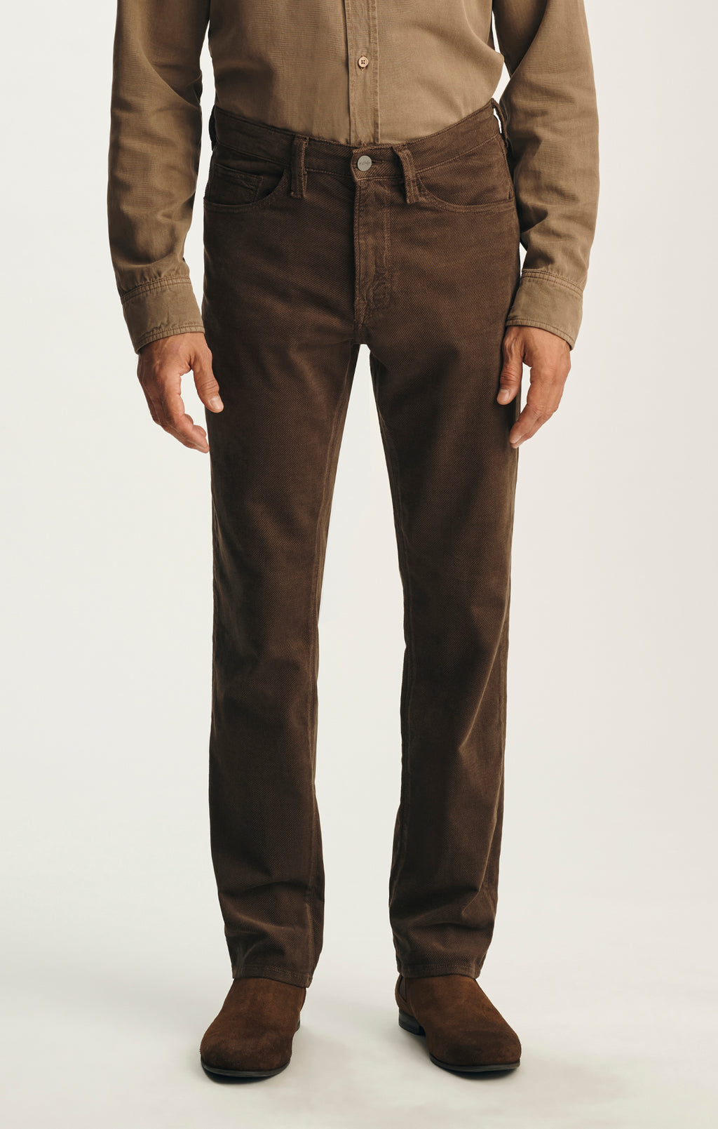 Charisma Relaxed Straight Pants in Khaki Diagonal Luxe