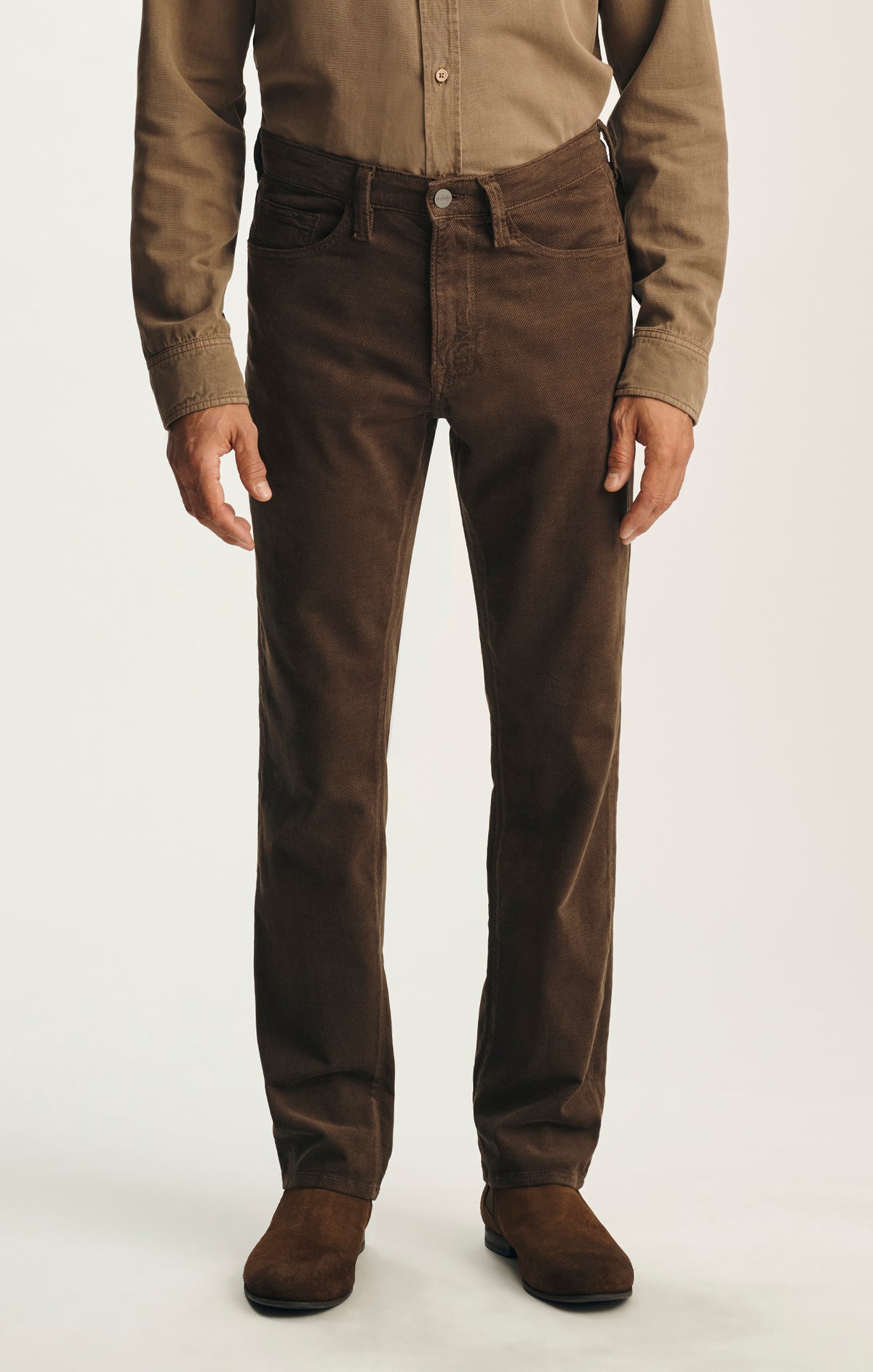 Charisma Relaxed Straight Pants in Khaki Diagonal Luxe