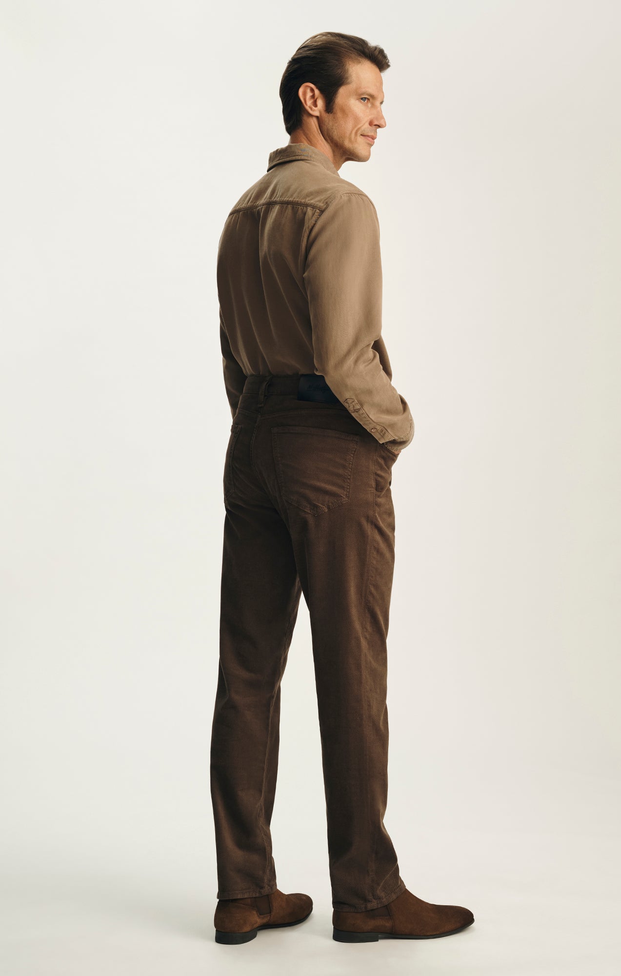 Charisma Relaxed Straight Pants in Khaki Diagonal Luxe