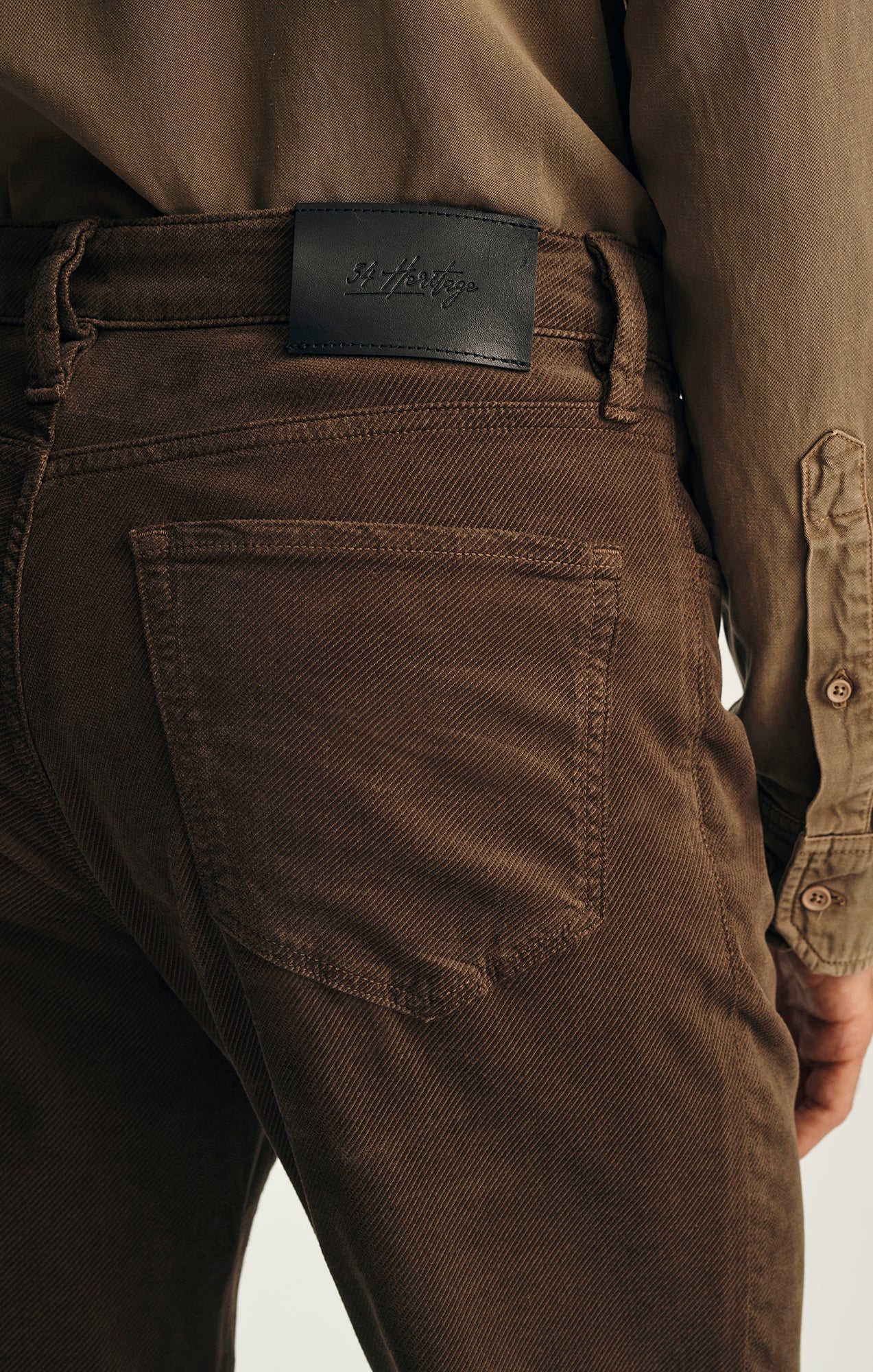Charisma Relaxed Straight Pants in Khaki Diagonal Luxe