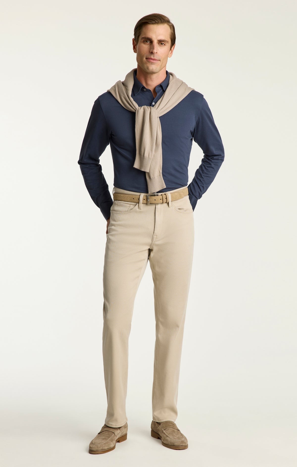 Charisma Relaxed Straight Pants in Bone Cloud Luxe