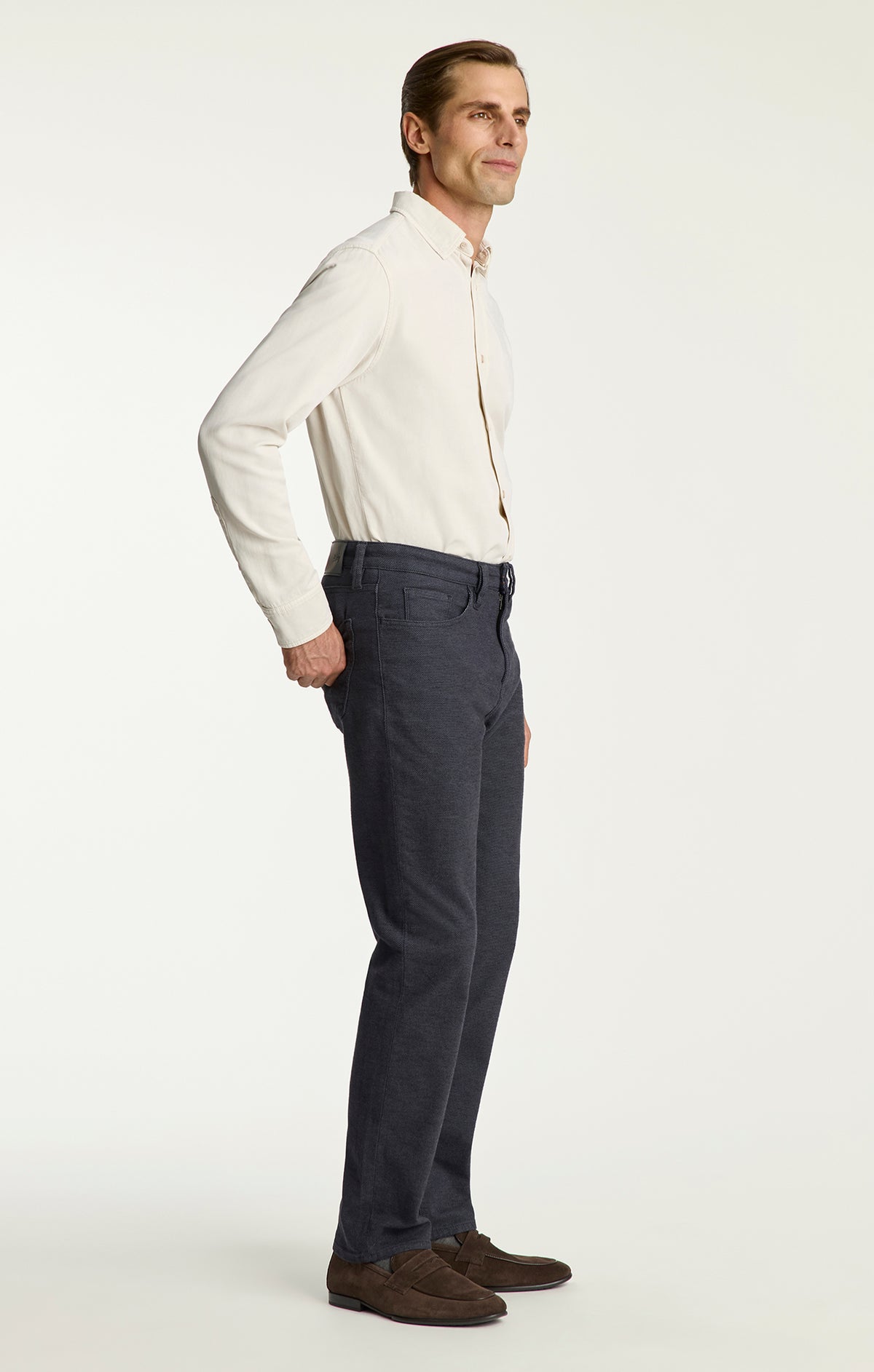 Charisma Relaxed Straight Pants in Navy Nailhead