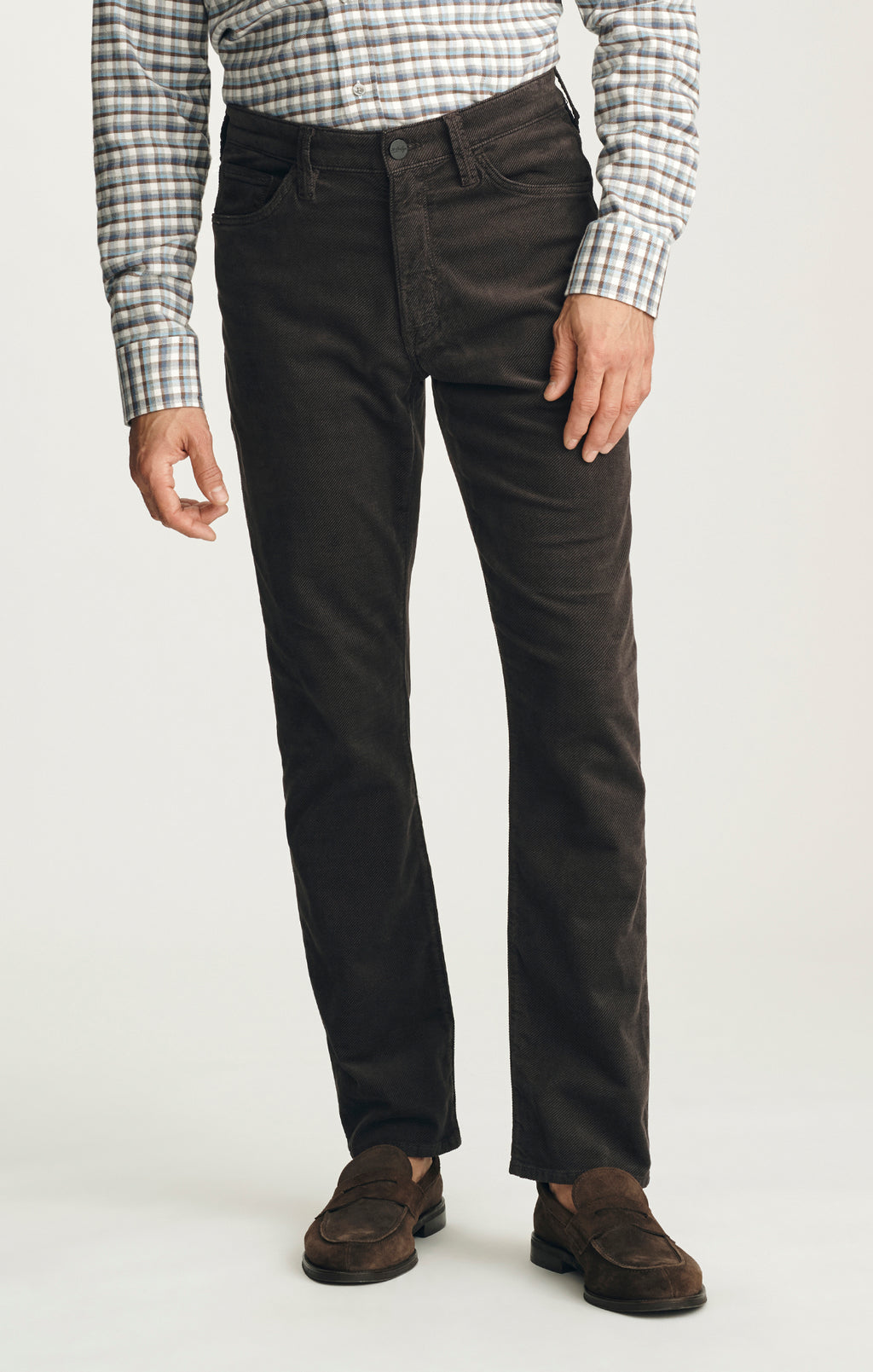 Courage Straight Leg Pants in Brown Diagonal Luxe