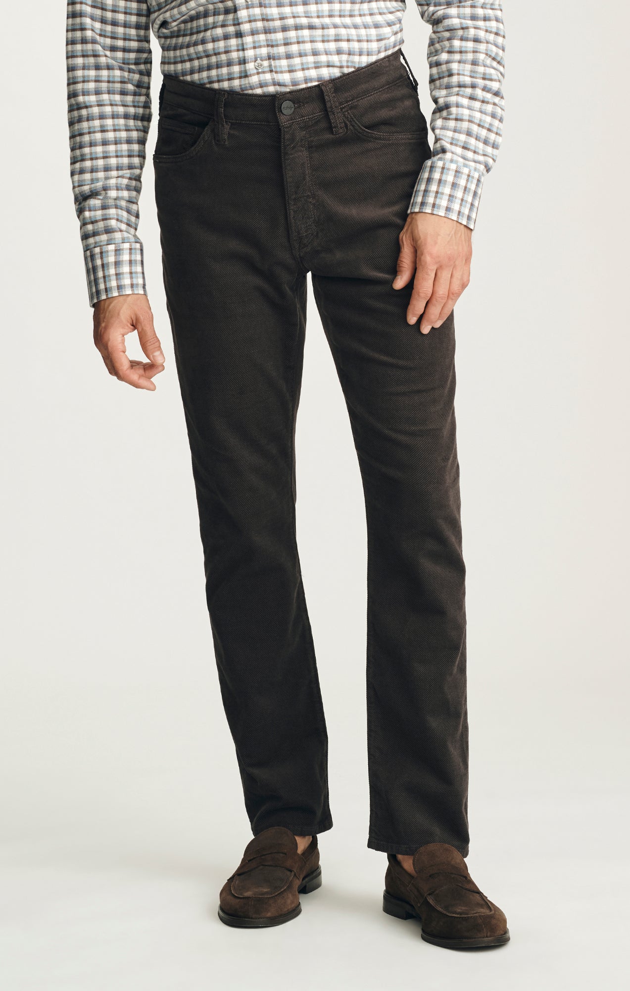 Courage Straight Leg Pants in Brown Diagonal Luxe
