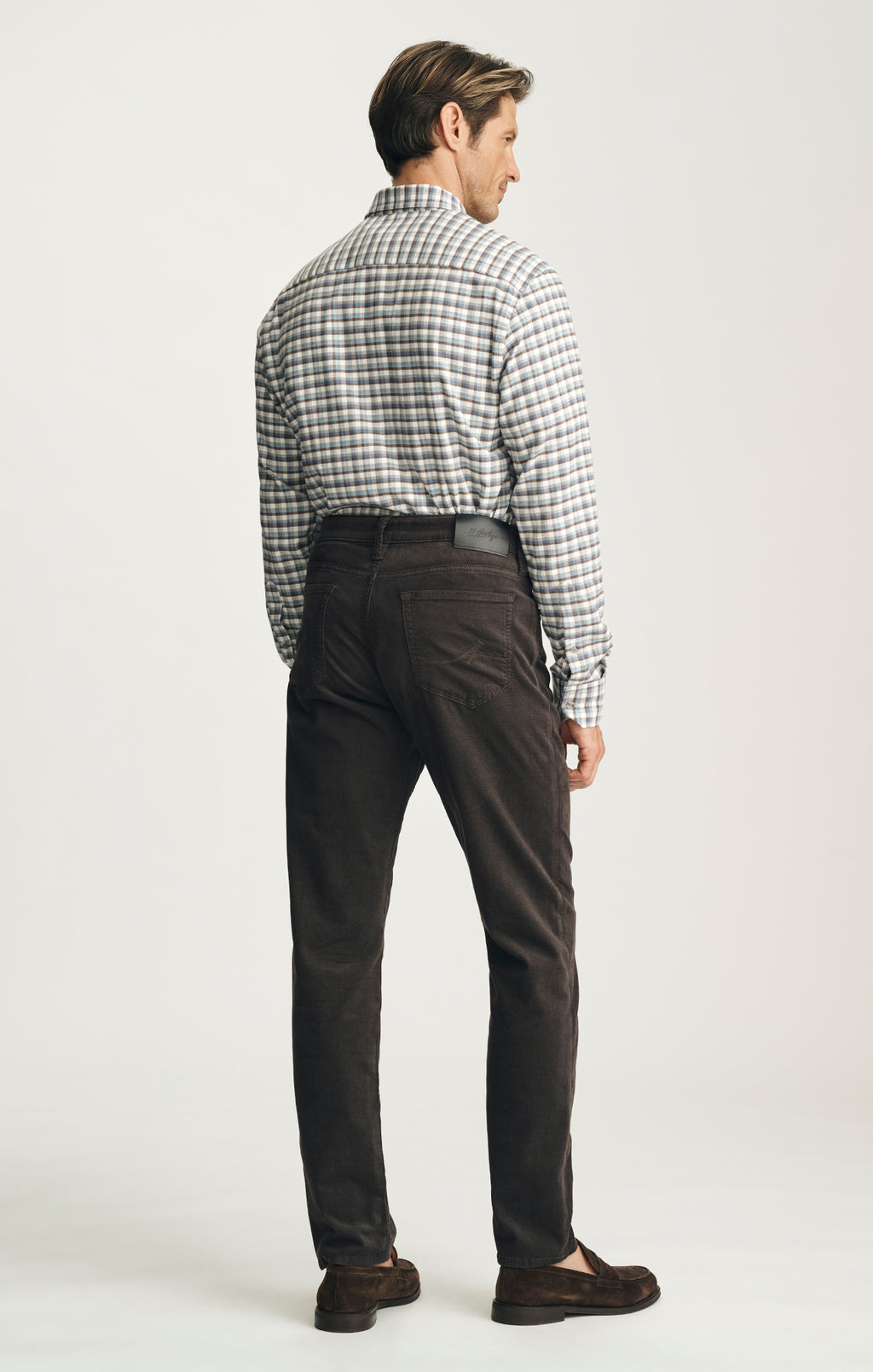 Courage Straight Leg Pants in Brown Diagonal Luxe