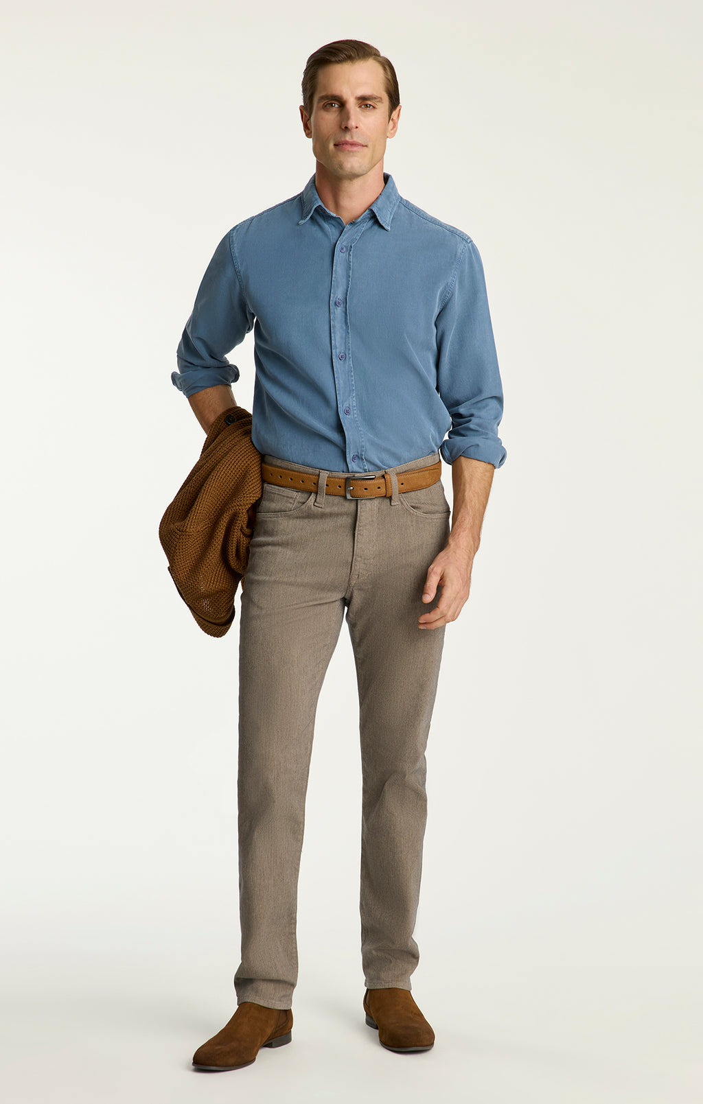 Courage Straight Leg Pants in Almond Diagonal