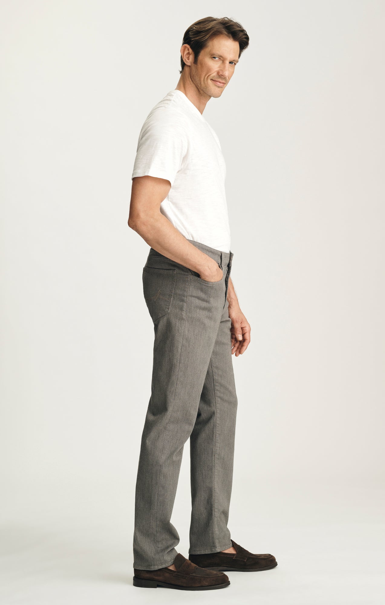 Courage Straight Leg Pants in Stone Diagonal