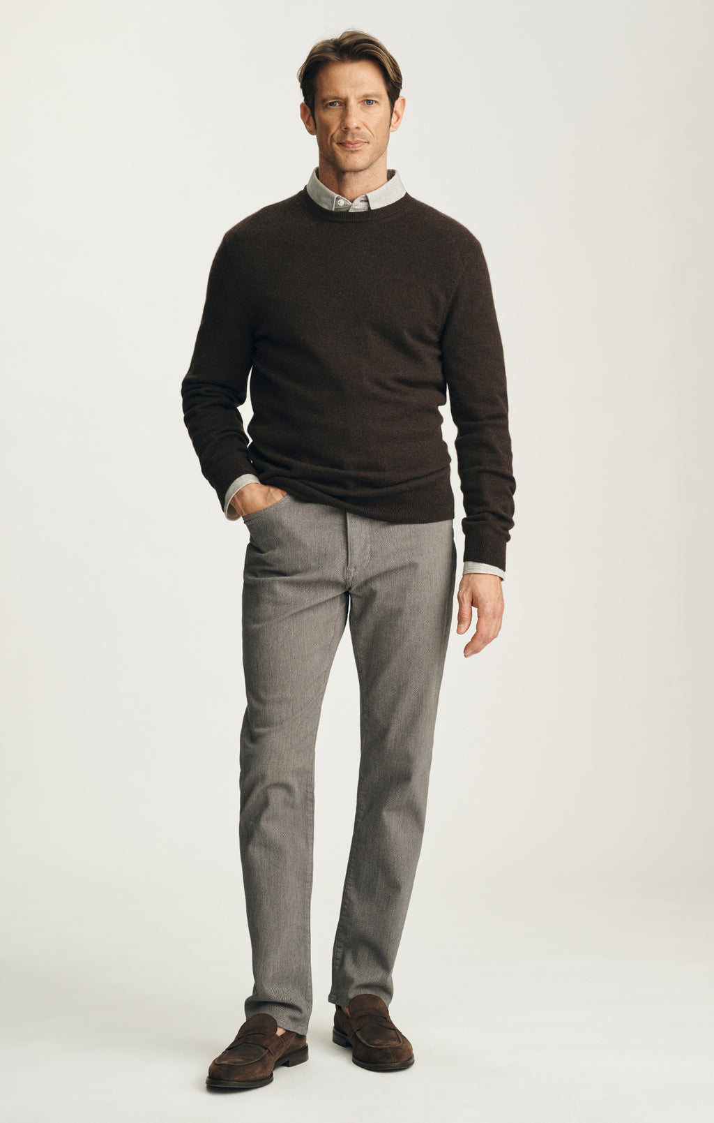 Courage Straight Leg Pants in Stone Diagonal