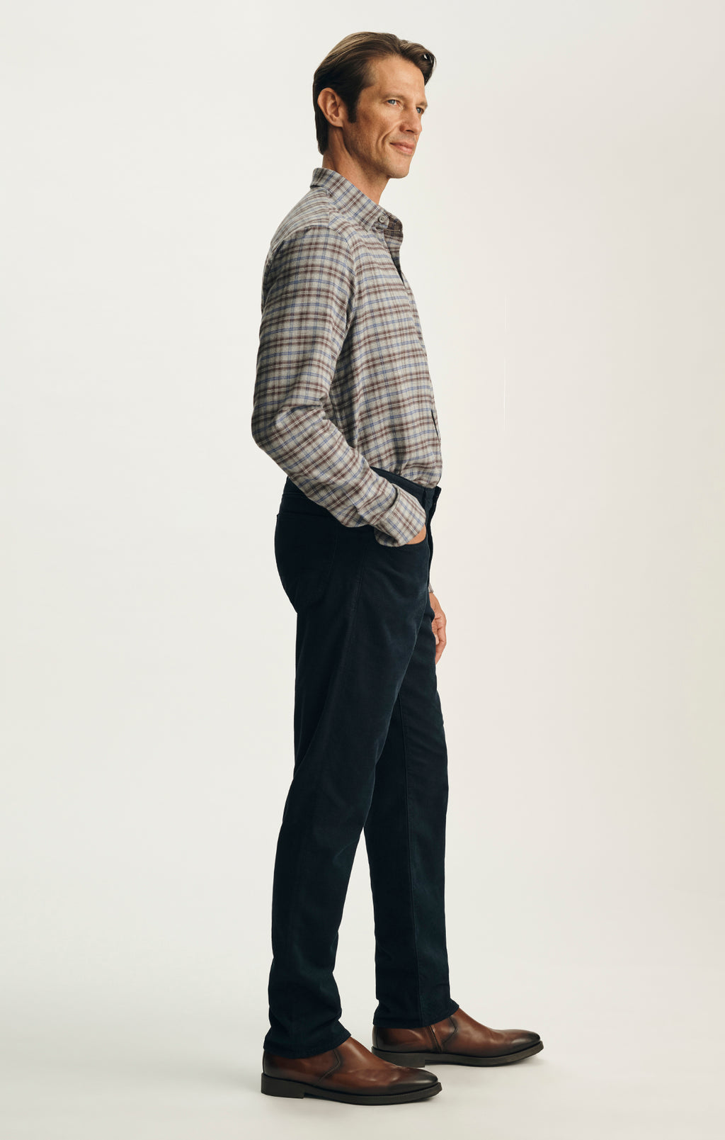 Courage Straight Leg Pants in Midnight Diagonal Luxe