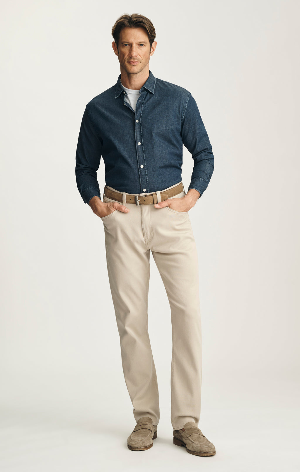 Charisma Relaxed Straight Pants in Bone Cloud Luxe