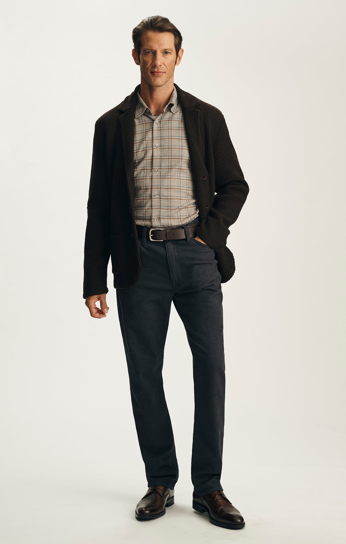 Courage Straight Leg Pants in Navy Nailhead