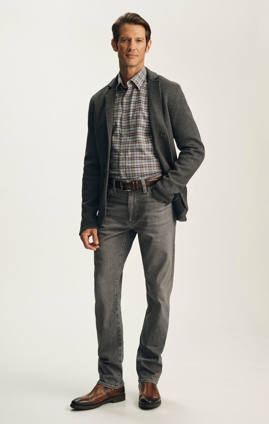 Courage Straight Leg Jeans in Light Smoke Brushed Urban