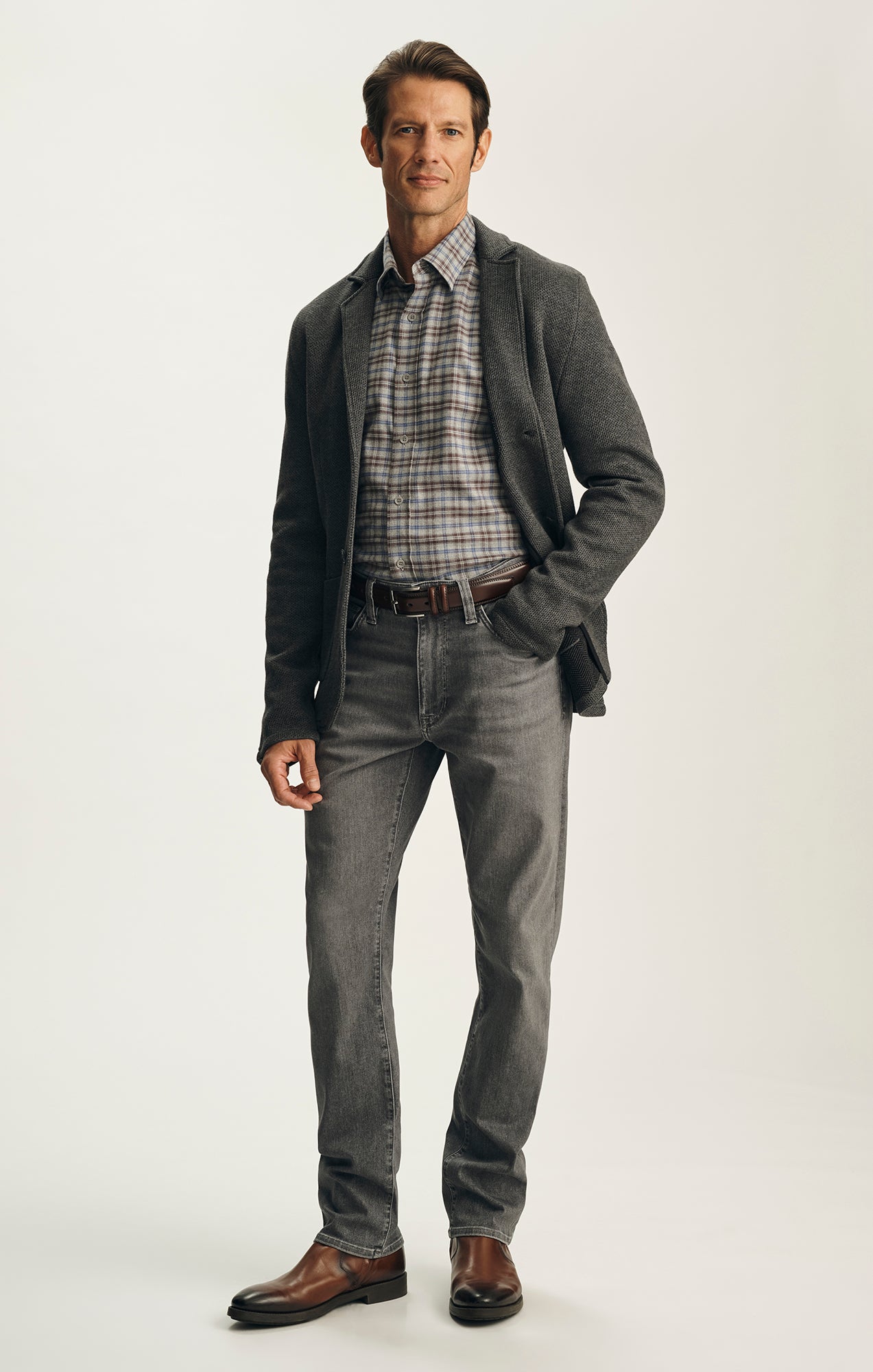 Courage Straight Leg Jeans in Light Smoke Brushed Urban