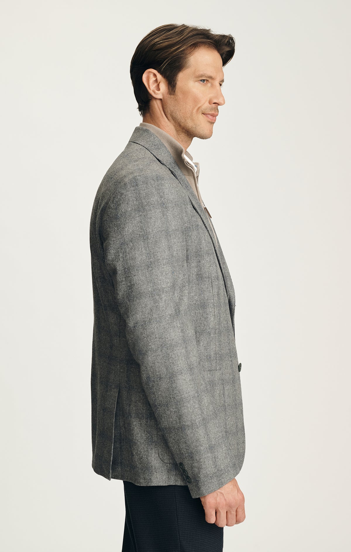 Matteo Checked Blazer in Grey Melange