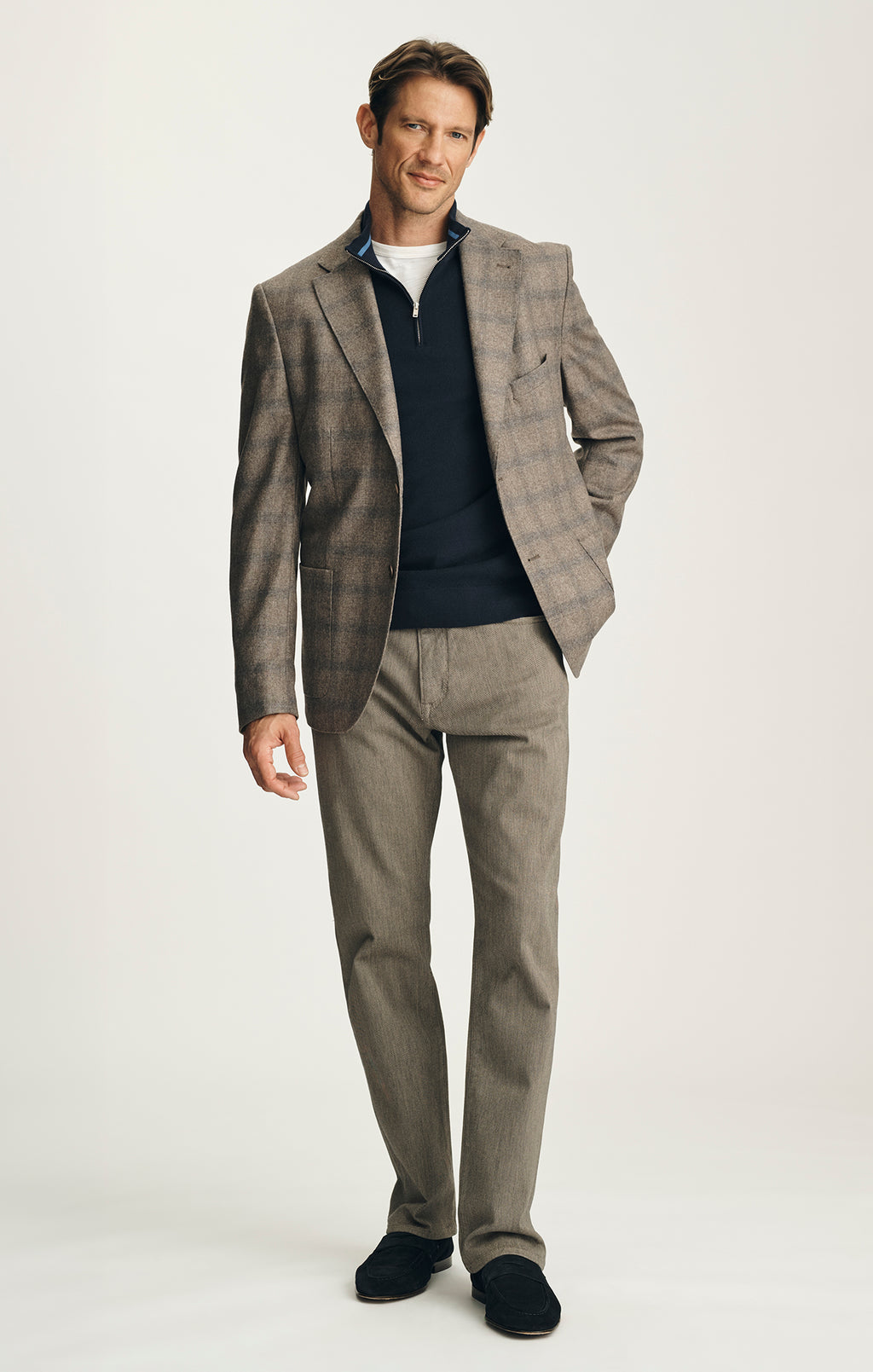 Matteo Checked Blazer in Light Brown