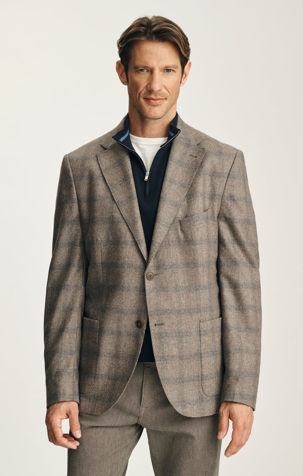 Matteo Checked Blazer in Light Brown