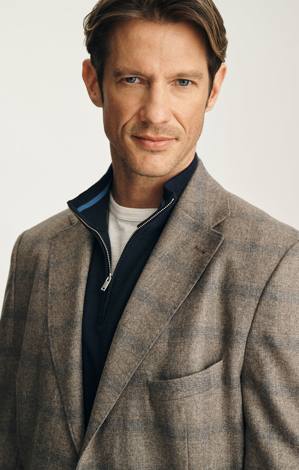 Matteo Checked Blazer in Light Brown