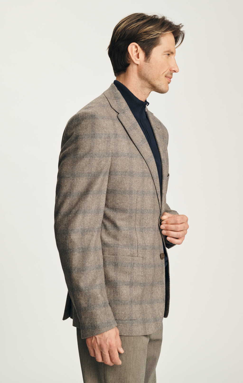 Matteo Checked Blazer in Light Brown