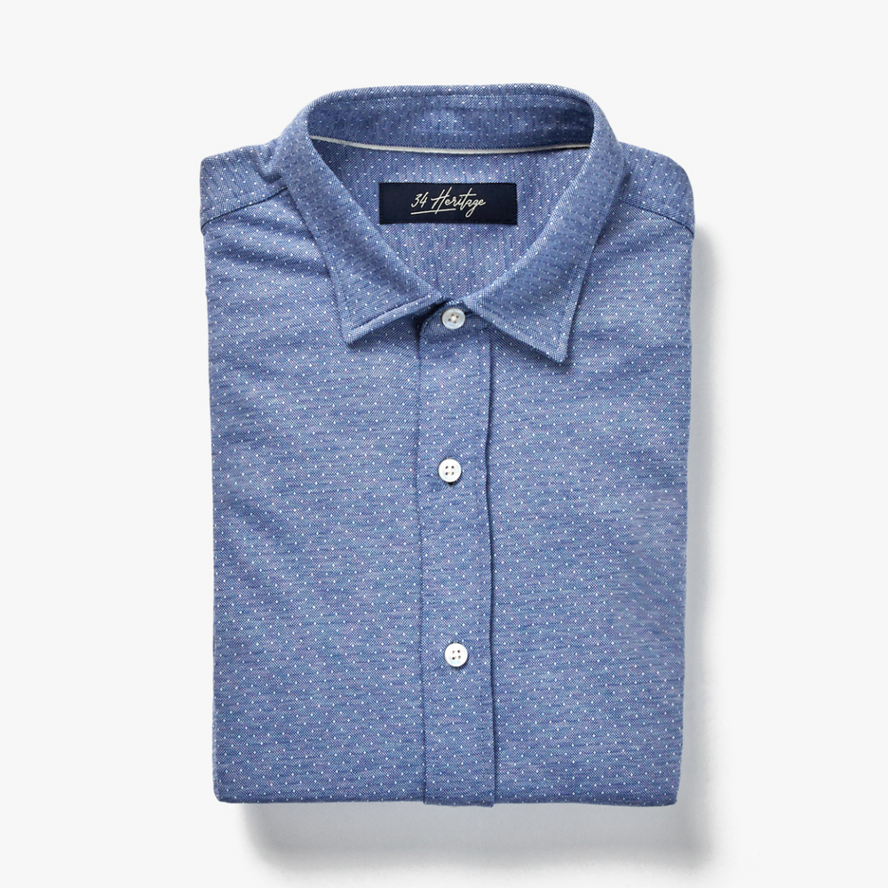 34 Heritage Star Dot Print Cotton Button-Up Shirt in Indigo