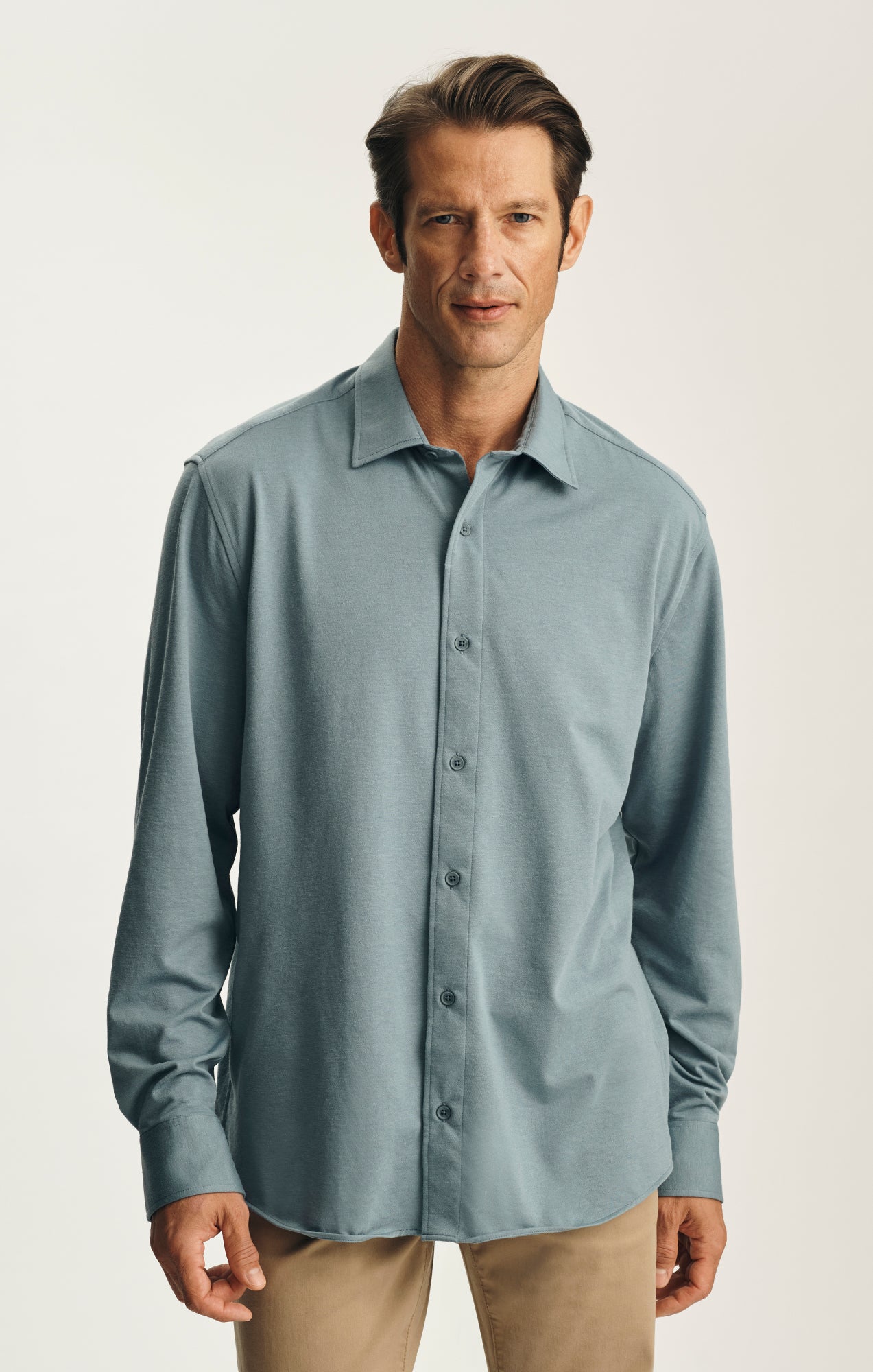 Cotton Blend Shirt in Blue Mirage