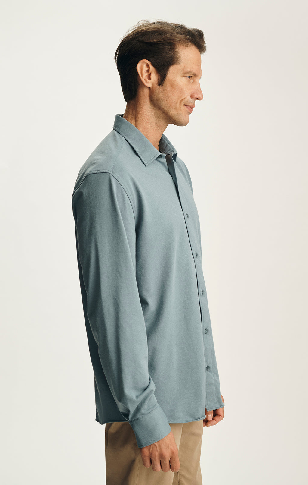Cotton Blend Shirt in Blue Mirage