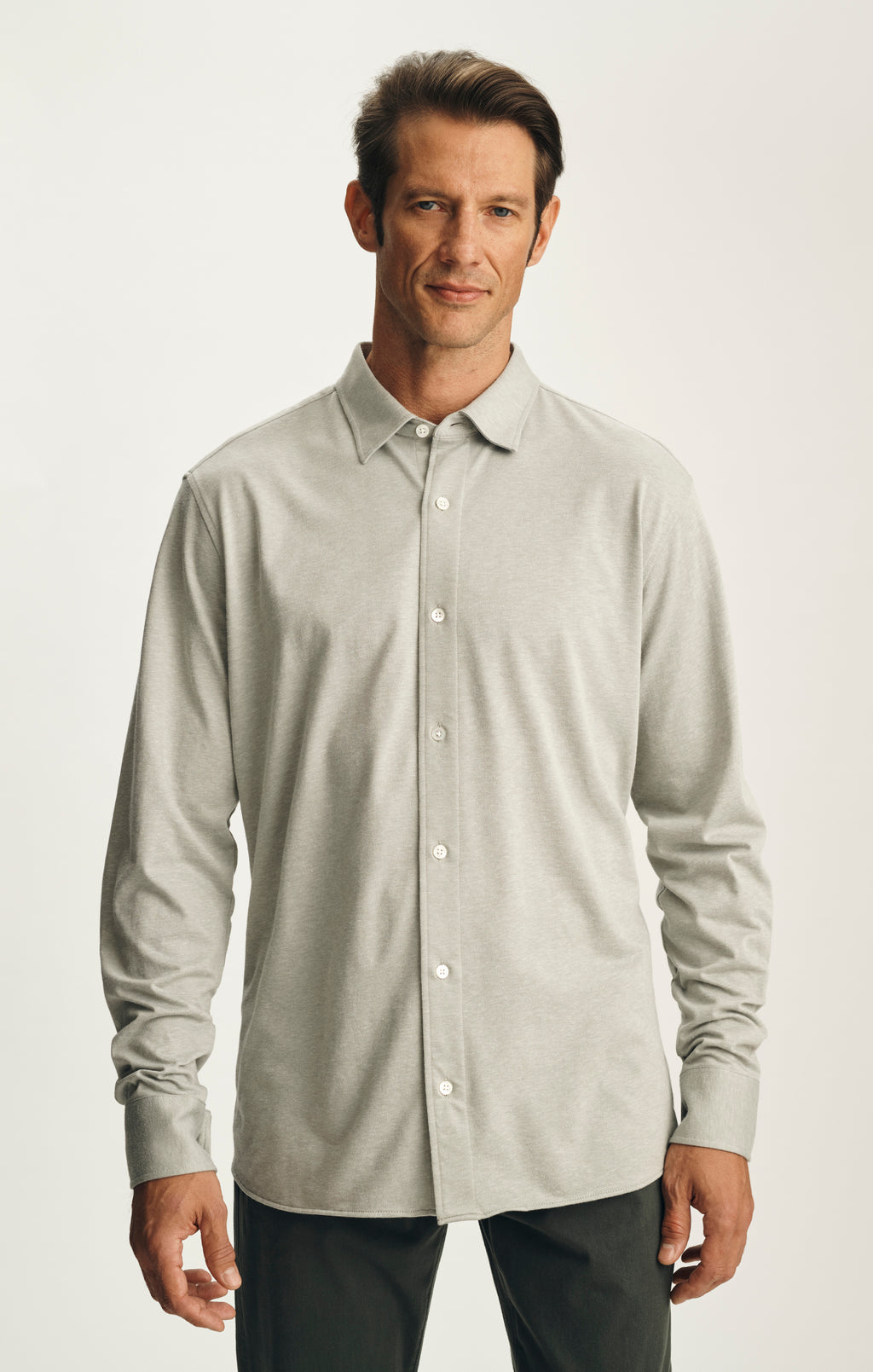 Cotton Blend Shirt in Grey Melange