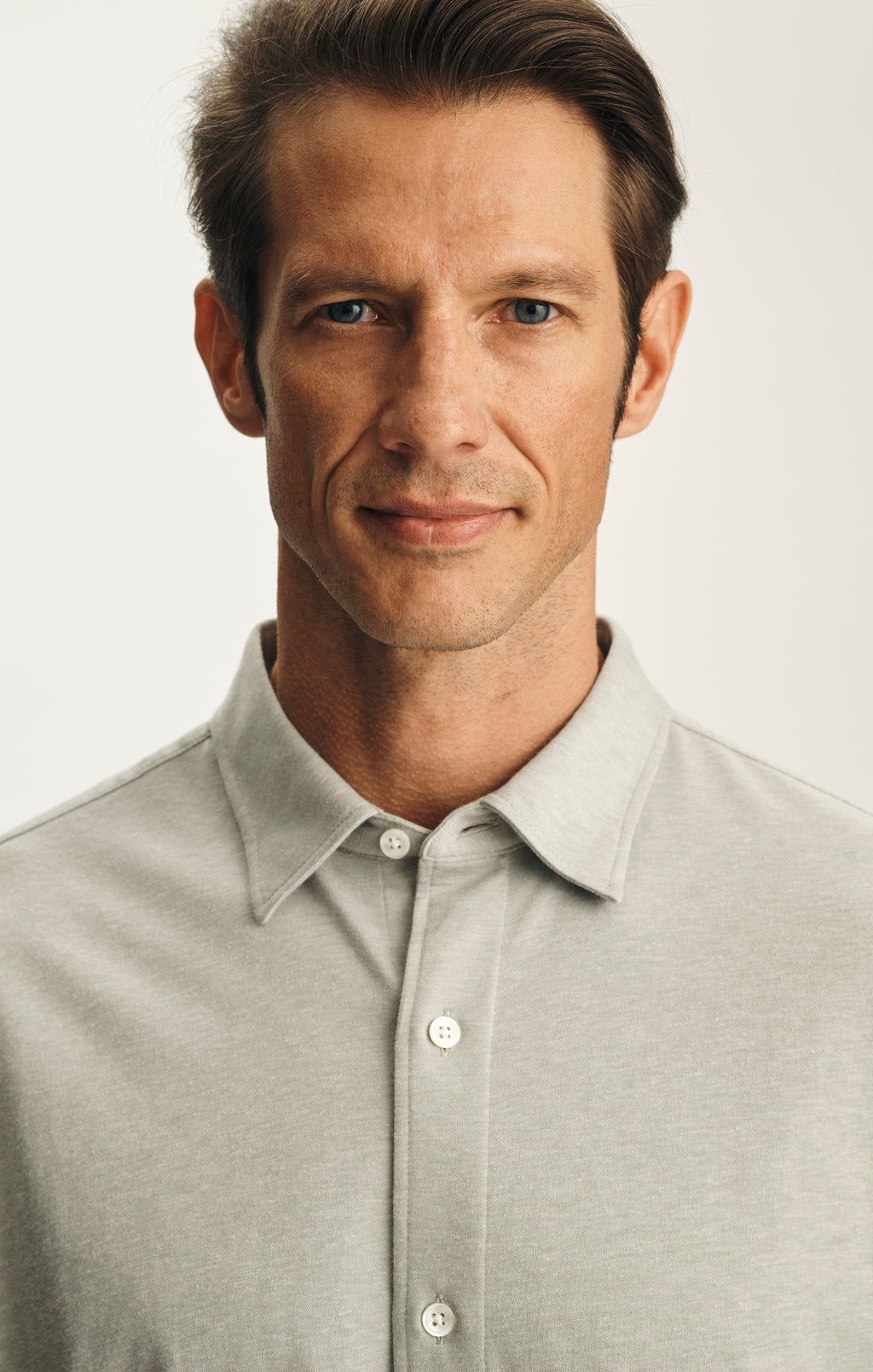 Cotton Blend Shirt in Grey Melange