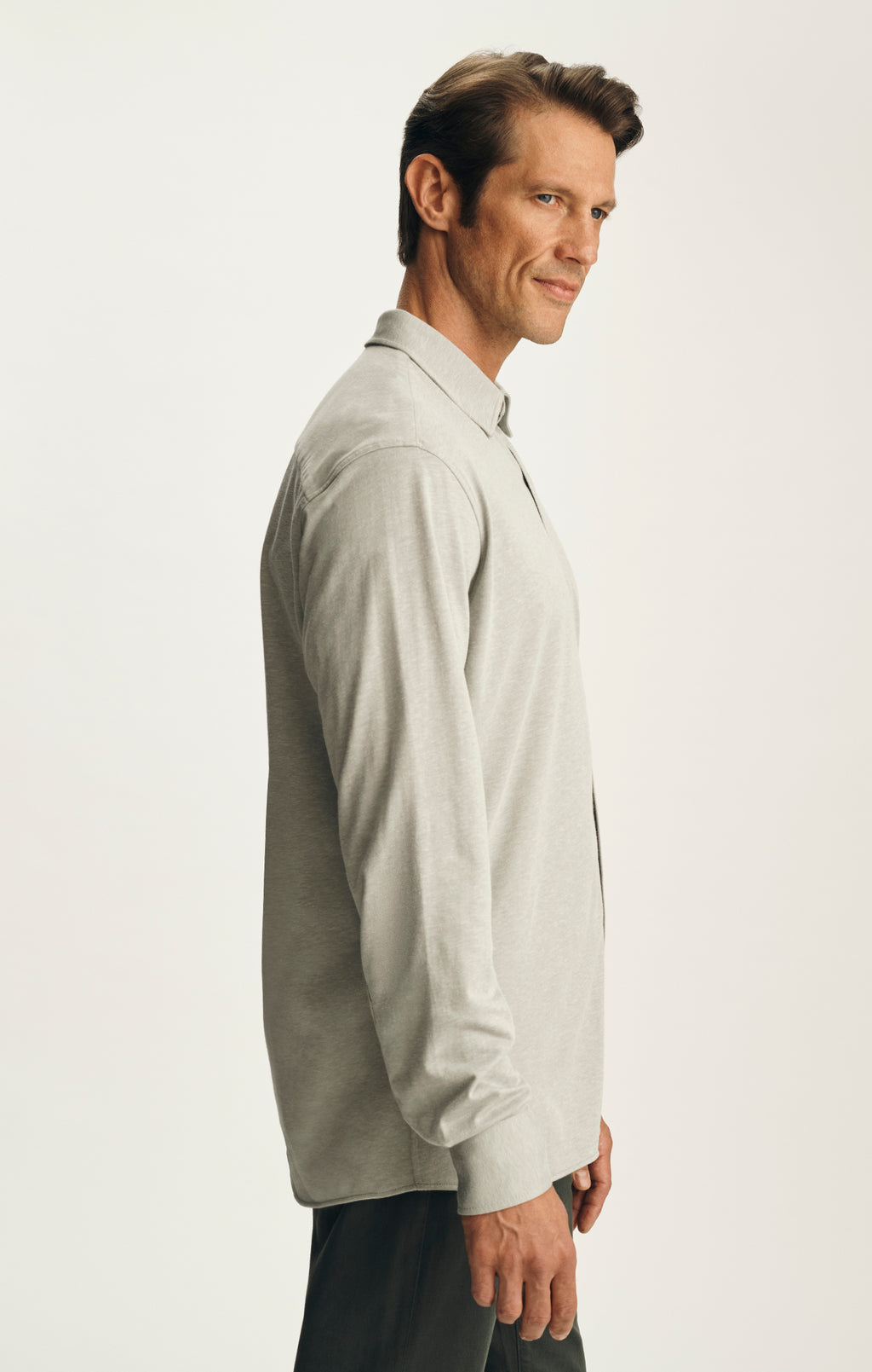 Cotton Blend Shirt in Grey Melange
