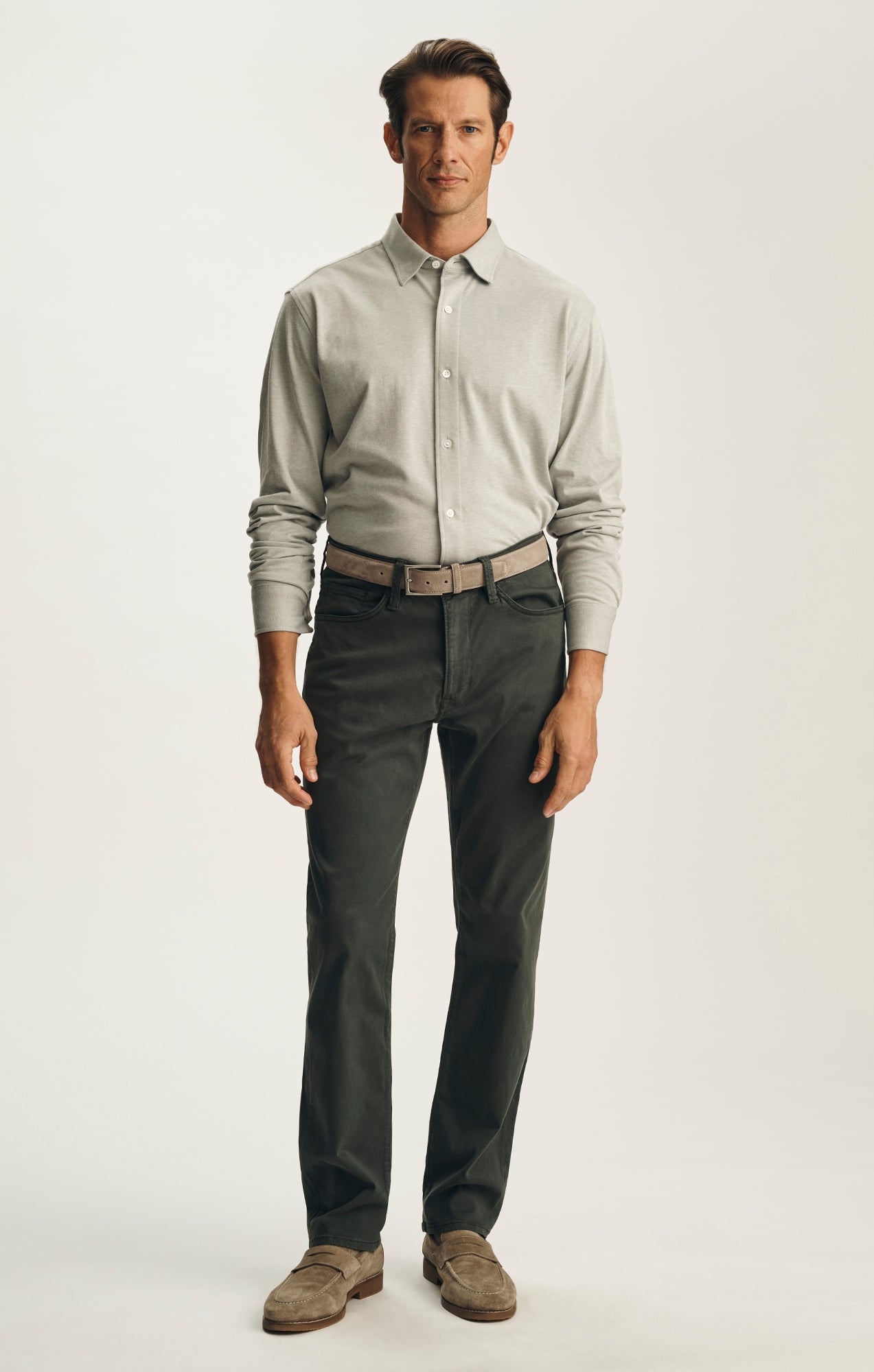 Cotton Blend Shirt in Grey Melange