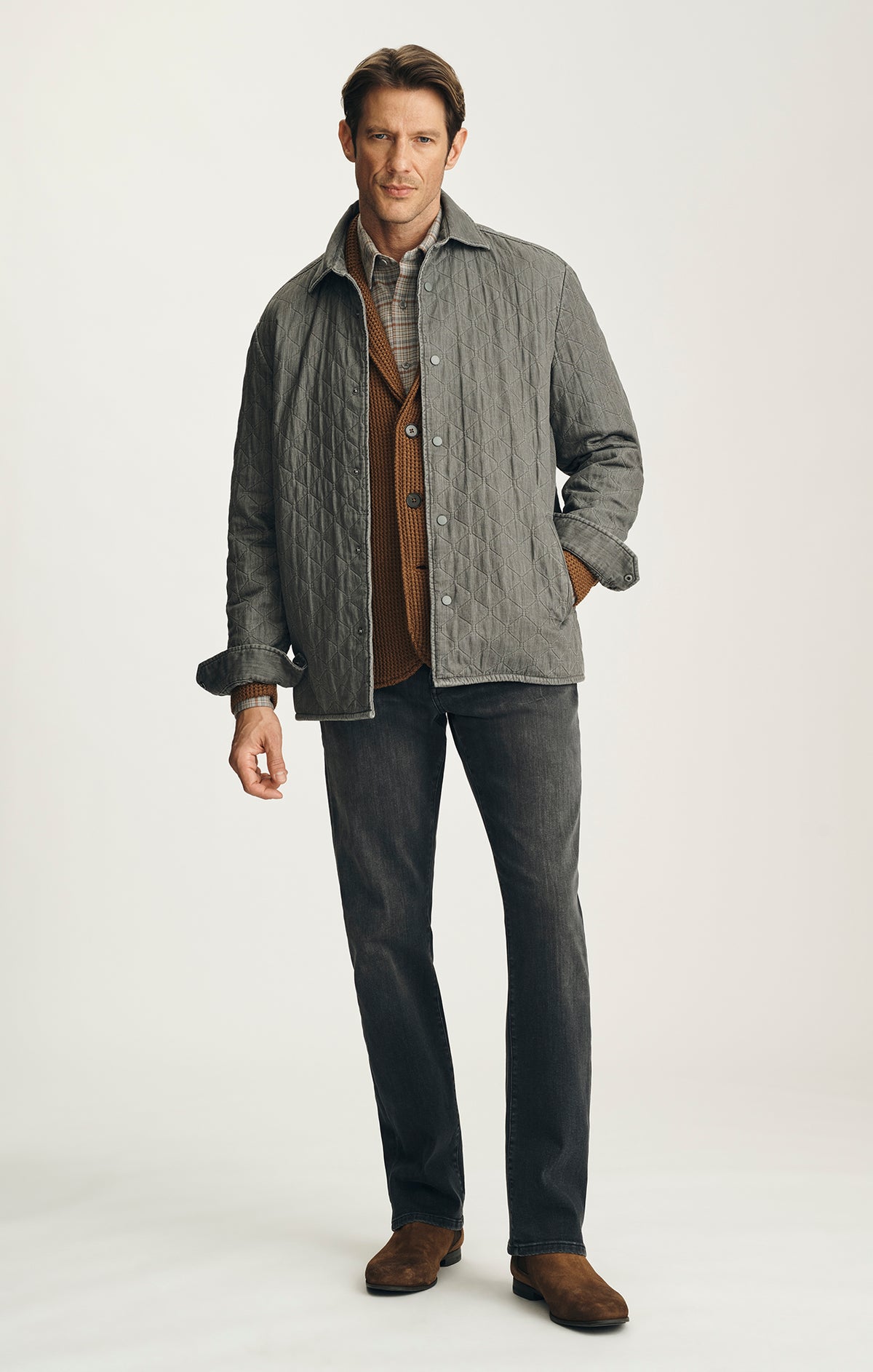 Quilted Overshirt in Dark Grey