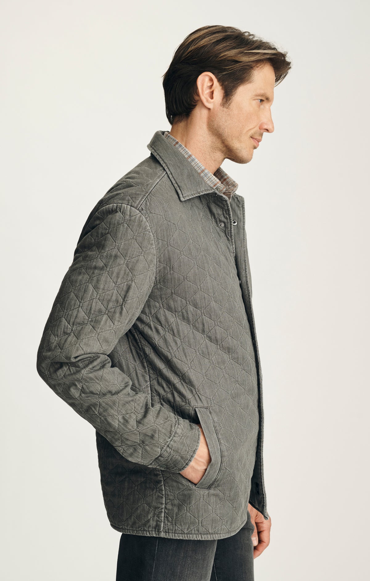 Quilted Overshirt in Dark Grey