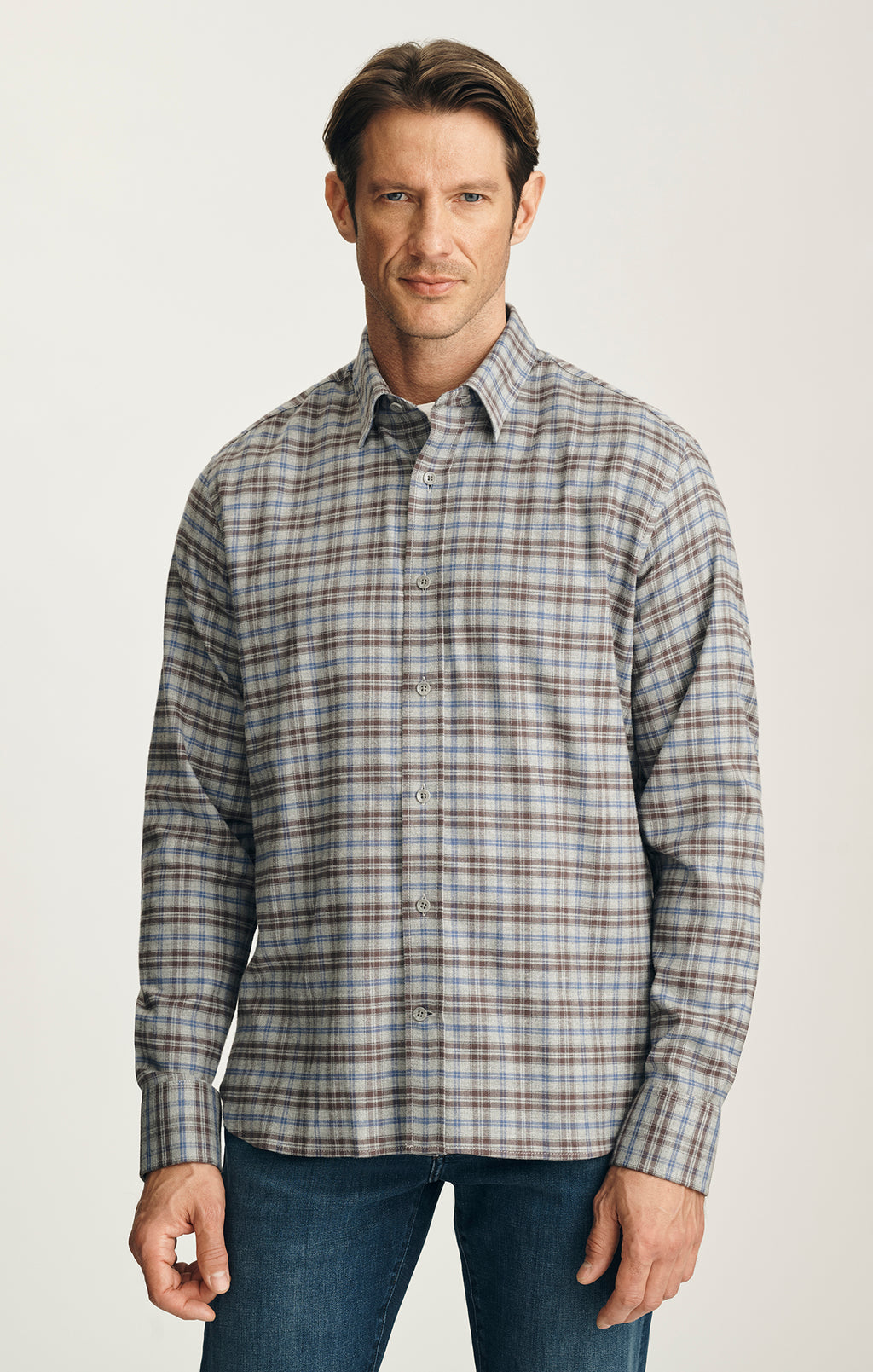 Check Shirt in Grey Melange